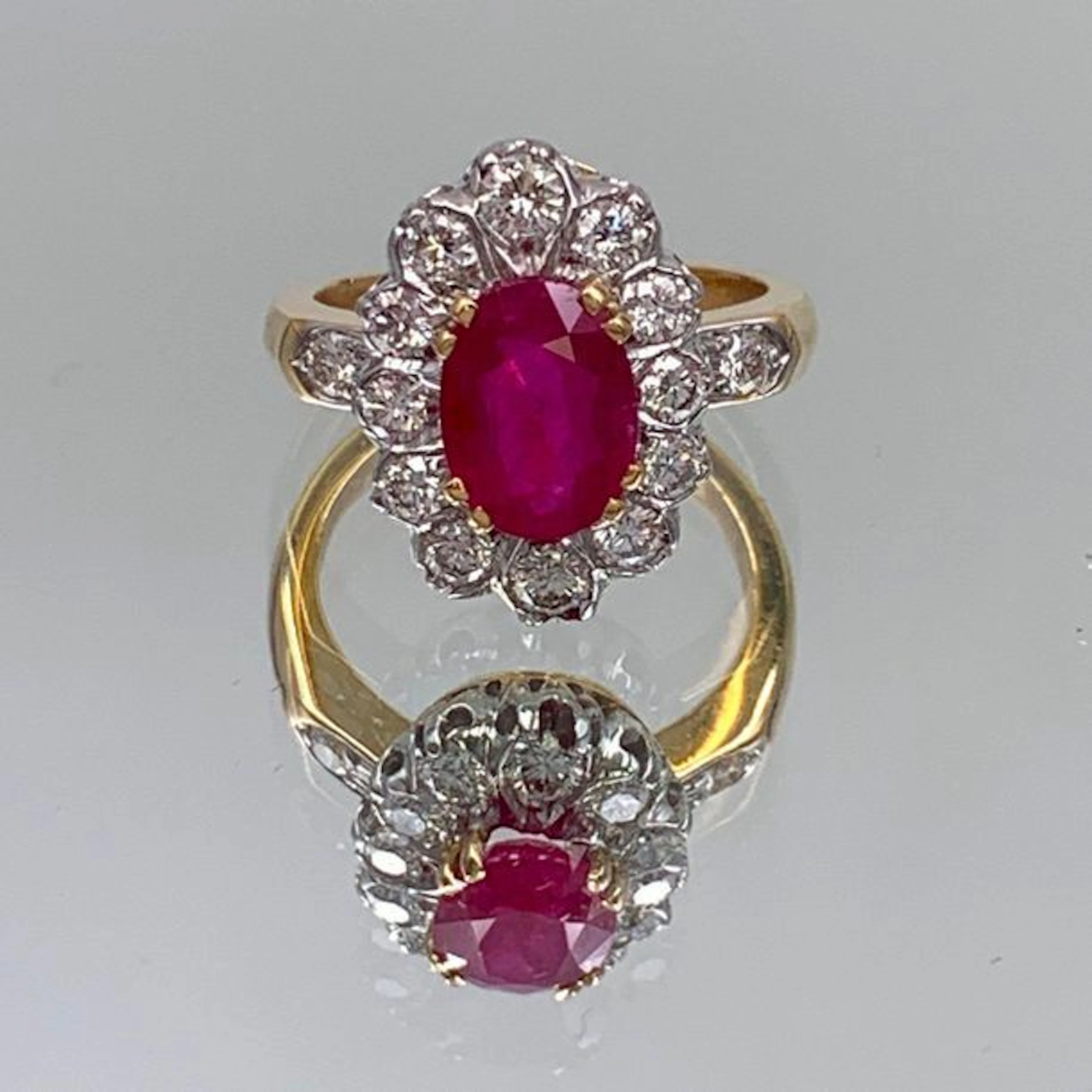 BAGUE « pompadour » or jaune et gris (750...