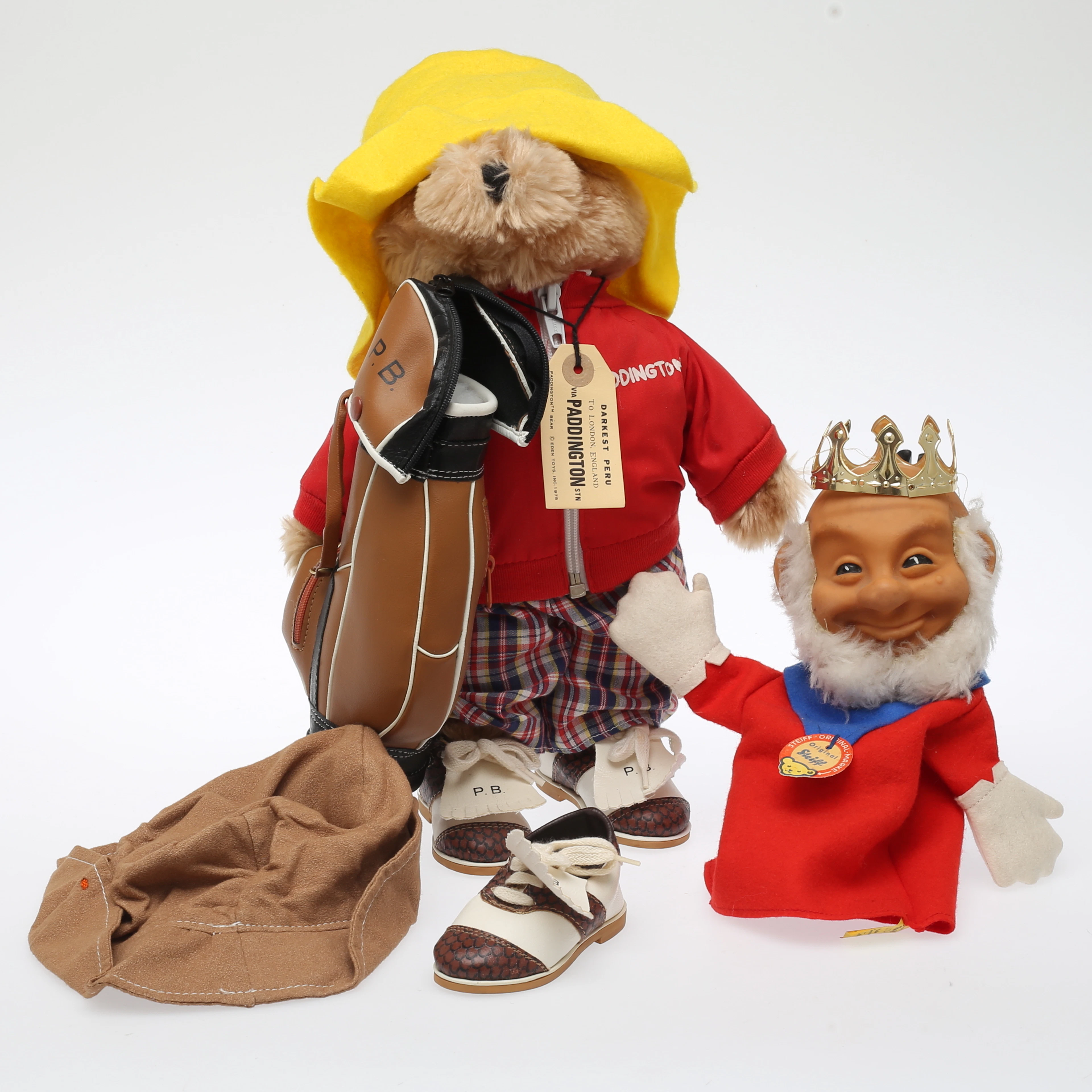 PADDINGTON samt KASPERDOCKA, Eden Toys, Steiff, 1970-tal.