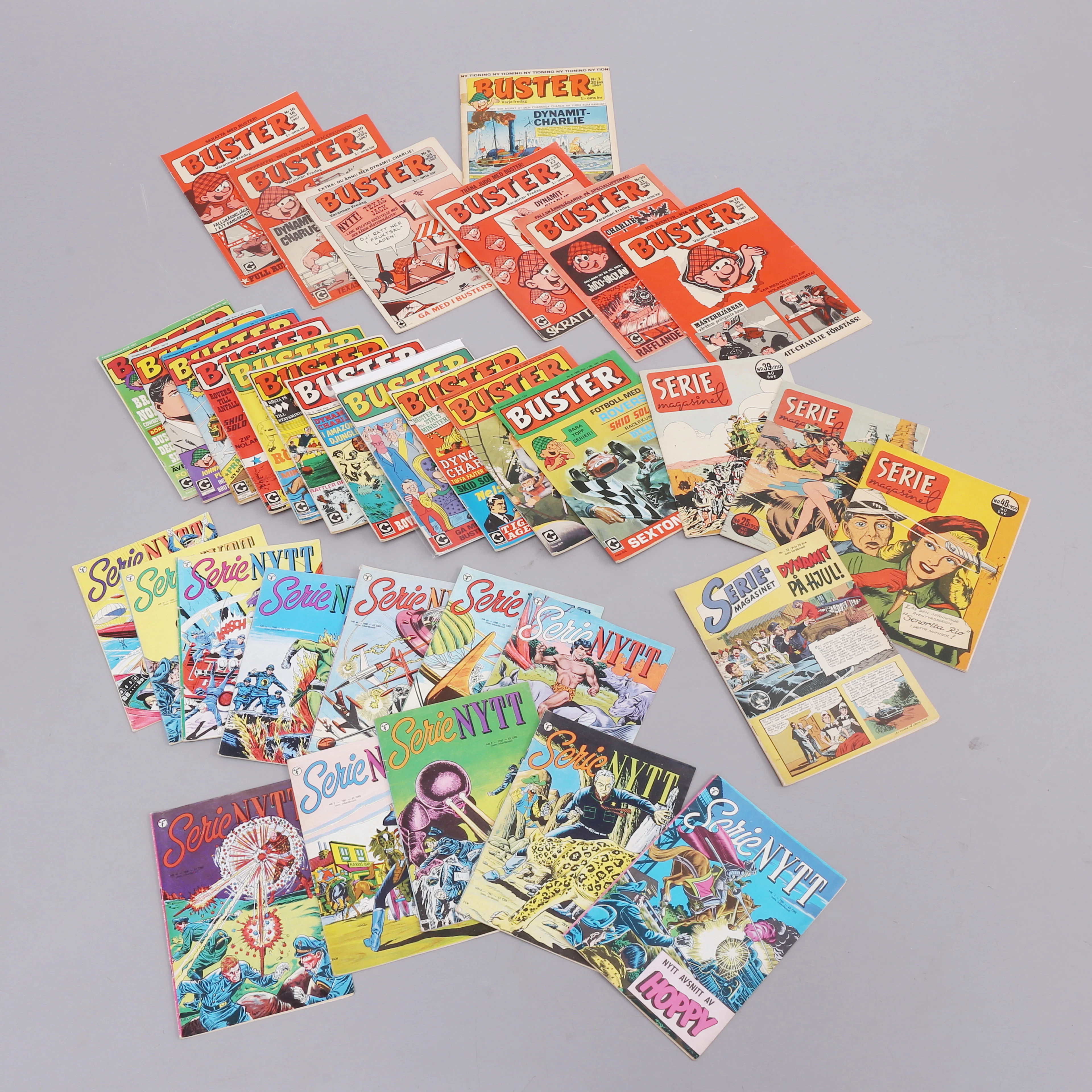 SERIETIDNINGAR, 18 st, Seriemagasinet, Serie-Nytt, Buster, 1950-1969.