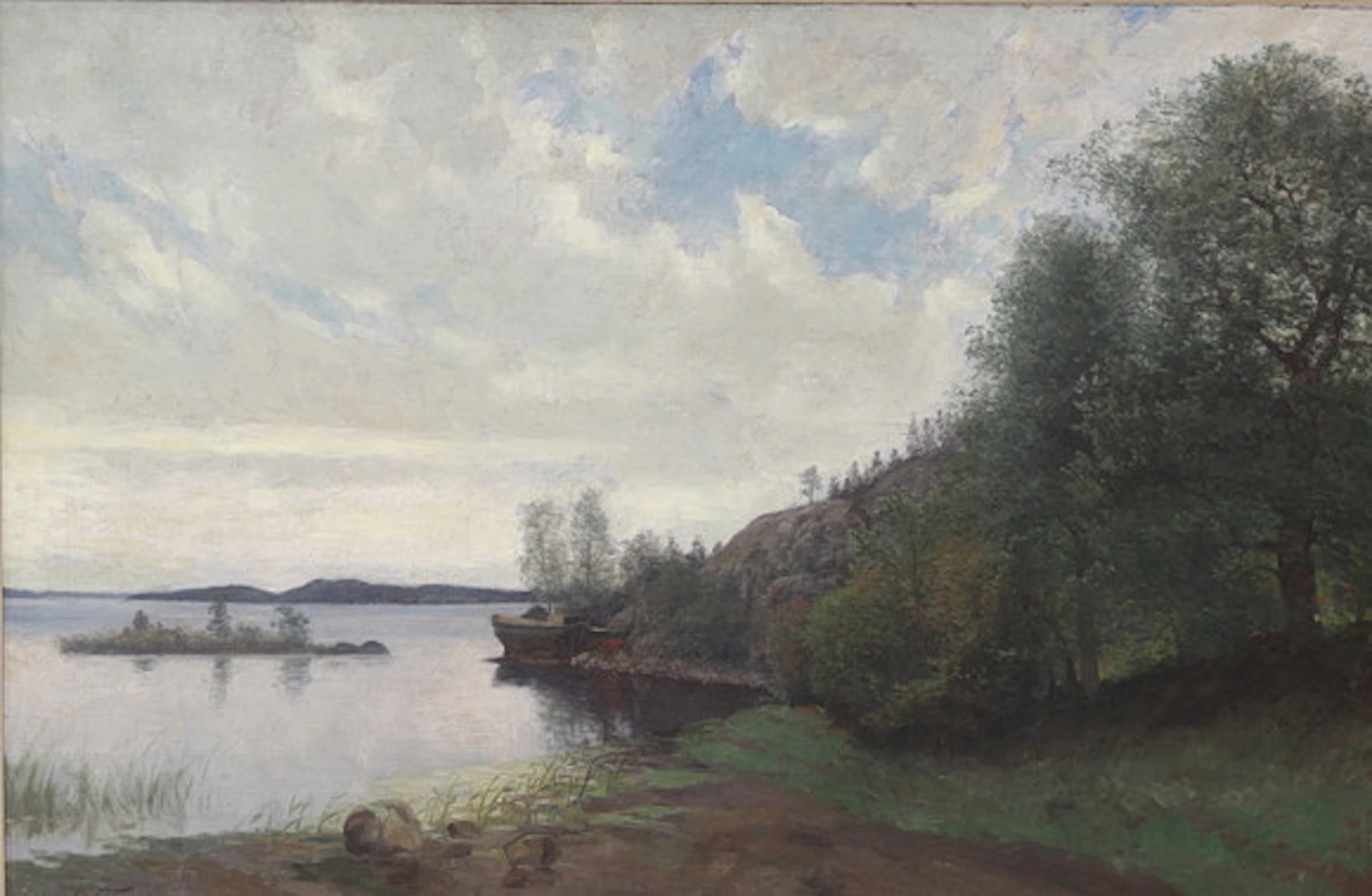 OSCAR TÖRNÅ. Sjölandskap, olja på duk, sig…