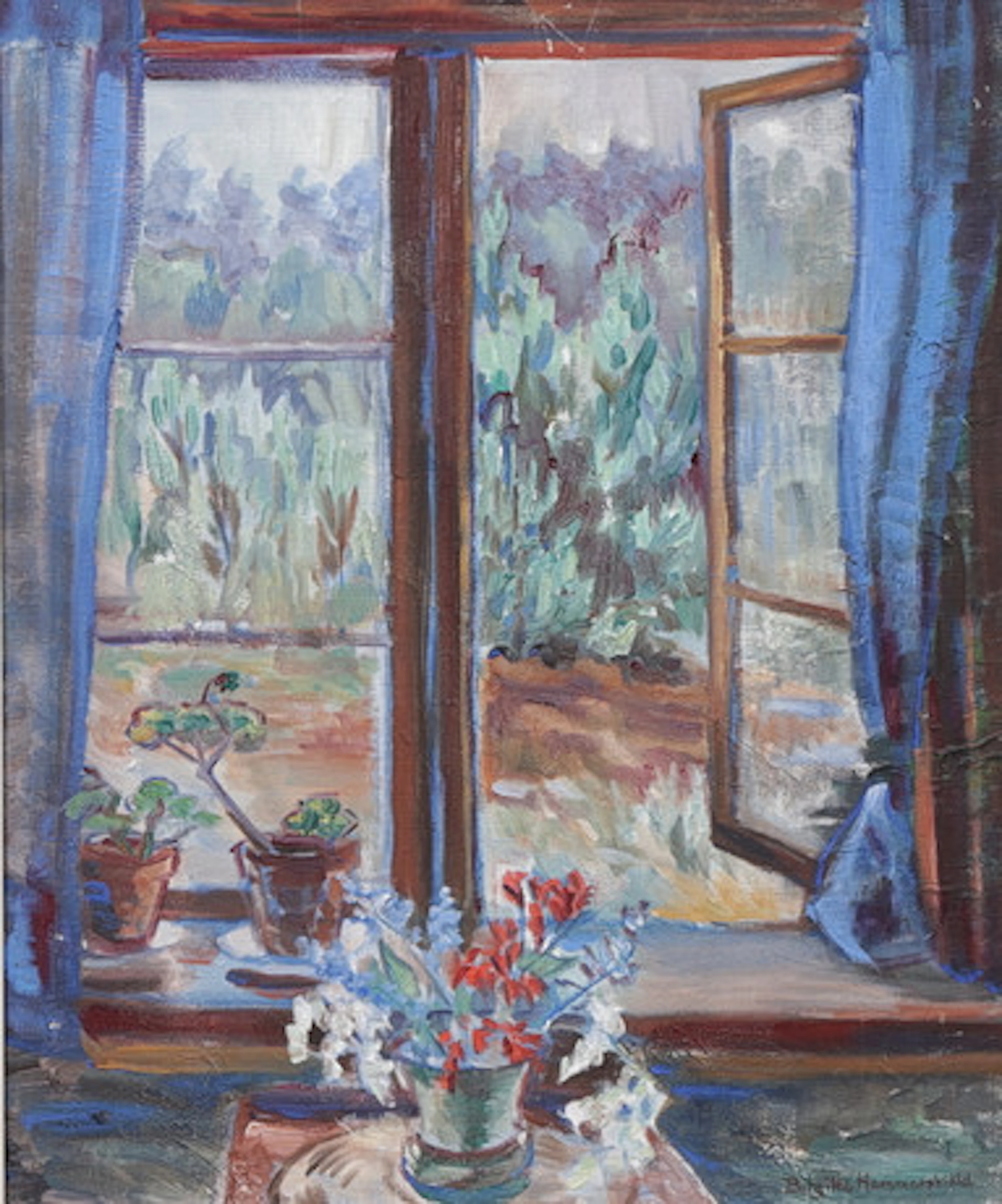 BIRGITTA HAMMARSKIÖLD. Blommor i fönster, …