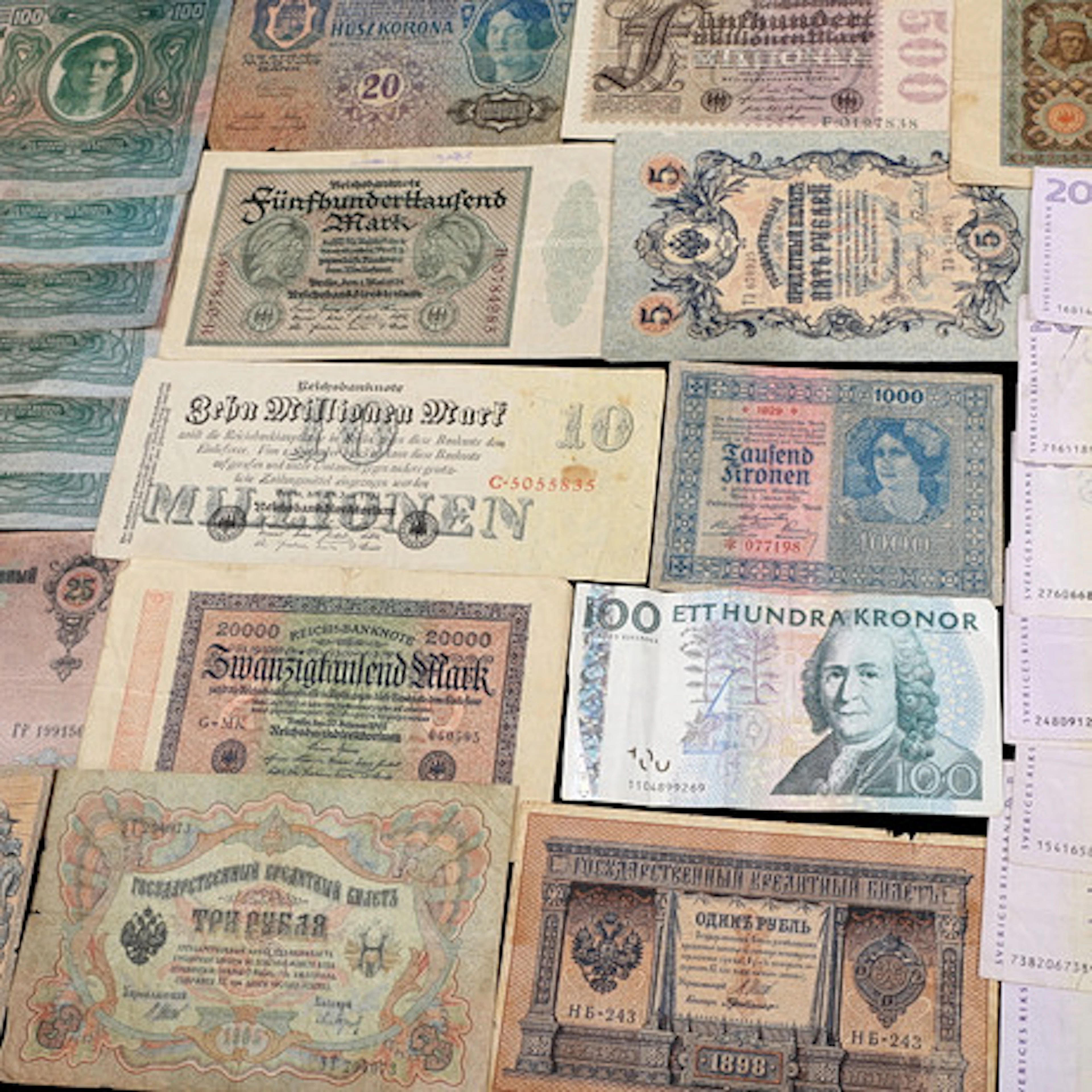 SEDLAR, 27 st, svenska, tyska och ryska, 1…