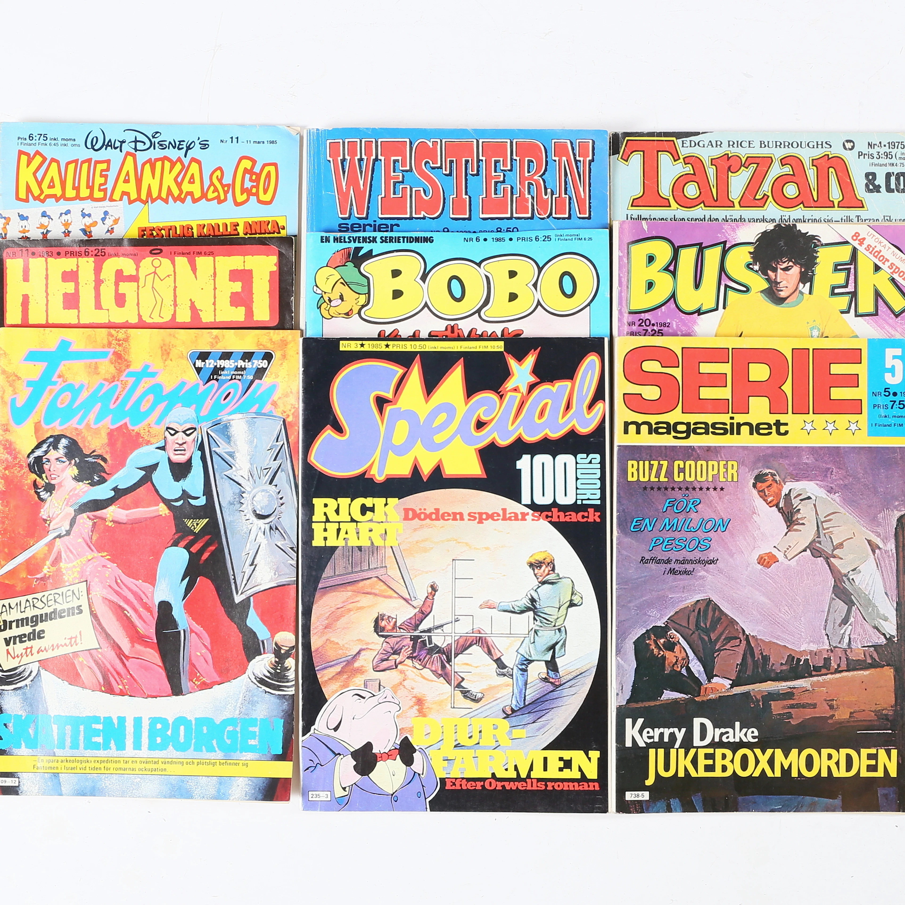 SERIETIDNINGAR, ca 570 st, bl.a Kalle Anka, Buster, Tarzan, Serie Magasinet, Helgonet. 1970-2000-tal.