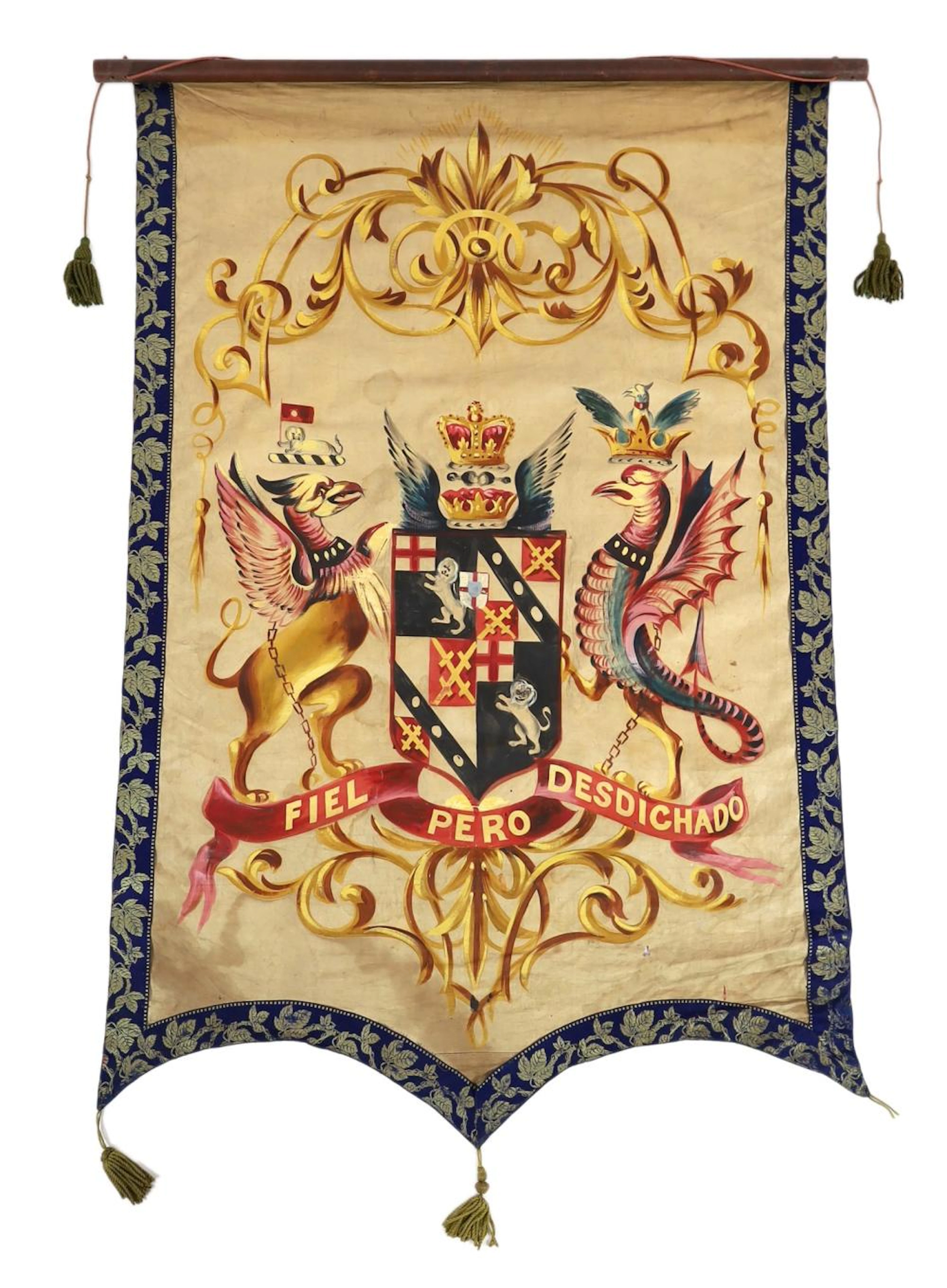 ine mid 19th century Royal heraldic banners, each approximately 150cms x 50cm