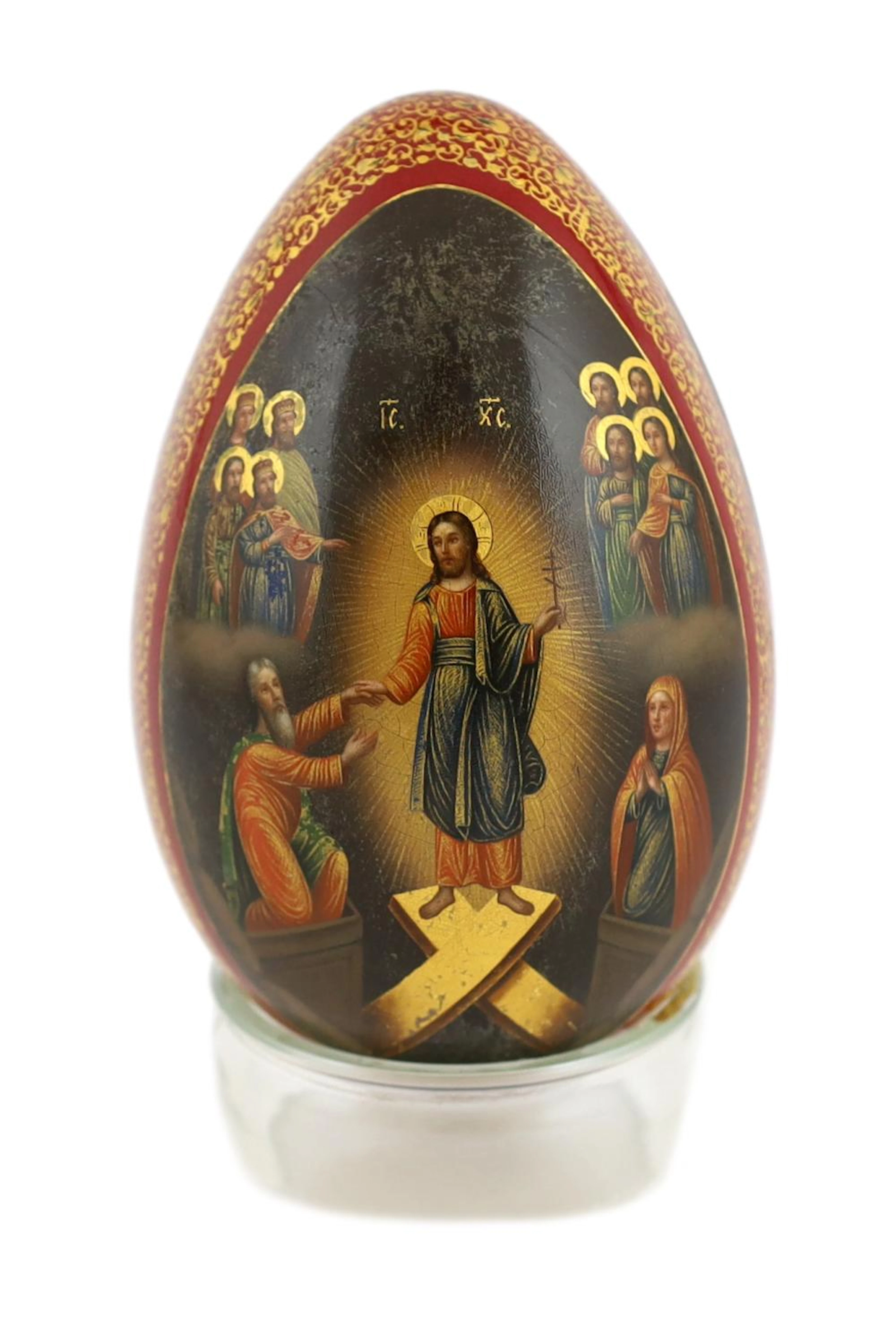 A Russian lacquer ?Old Believers? Easter egg, c.1860-80
