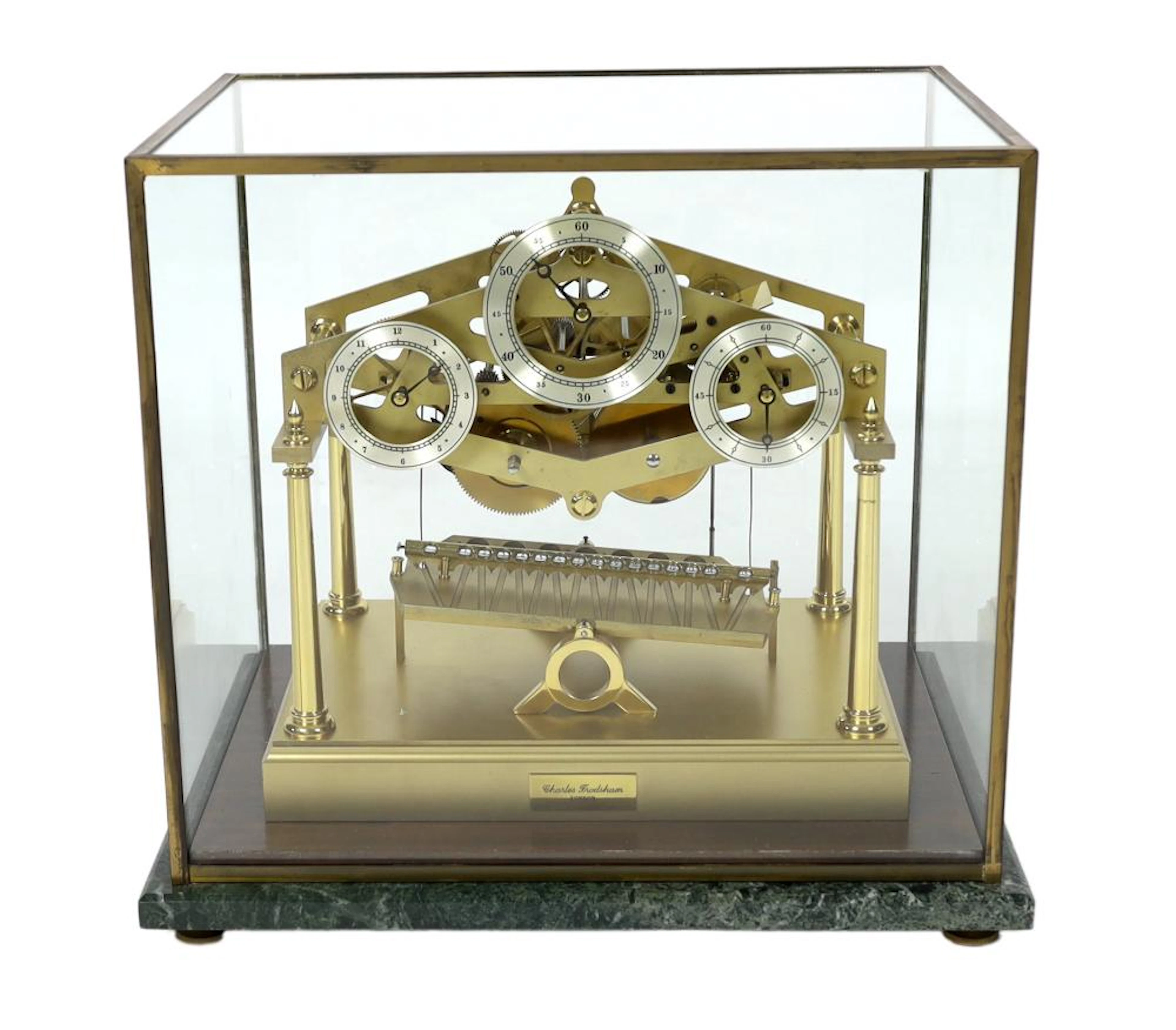 A Charles Frodsham Congreve design rolling ball clock 49cm wide