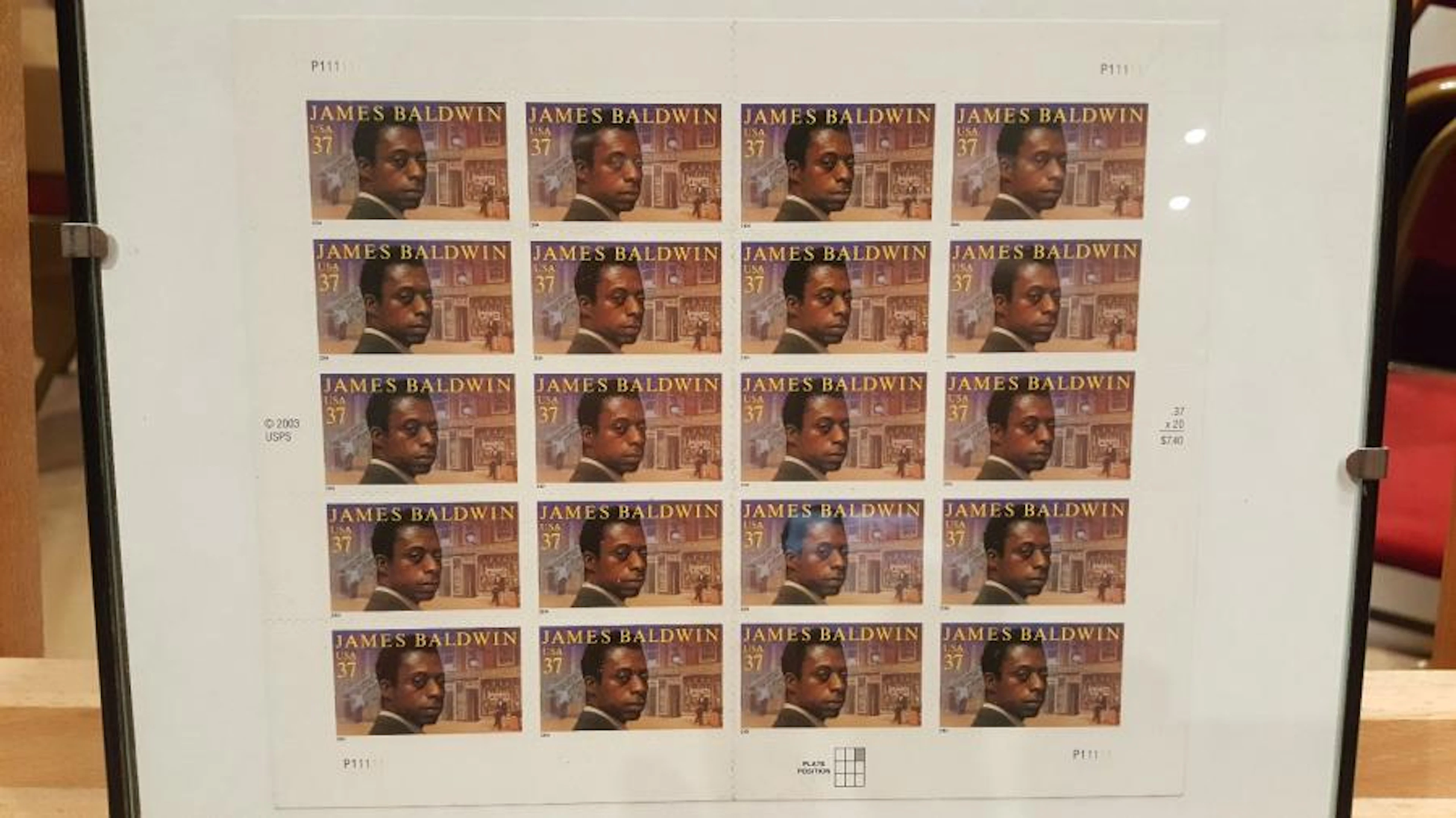 Planche de 20 timbres "James Baldwin USA…