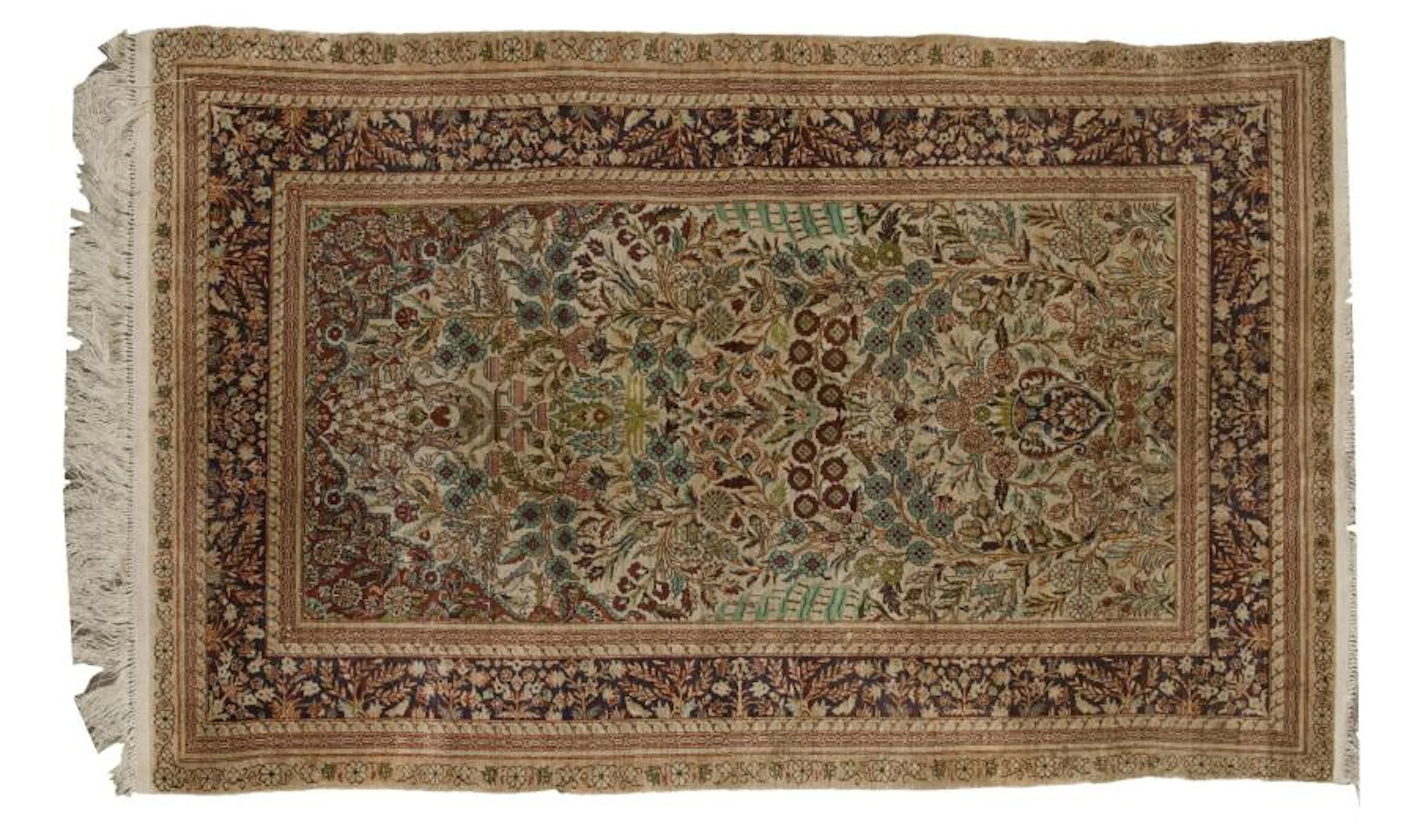TAPIS TURC Héréké soie 1ère moitié du XXème…