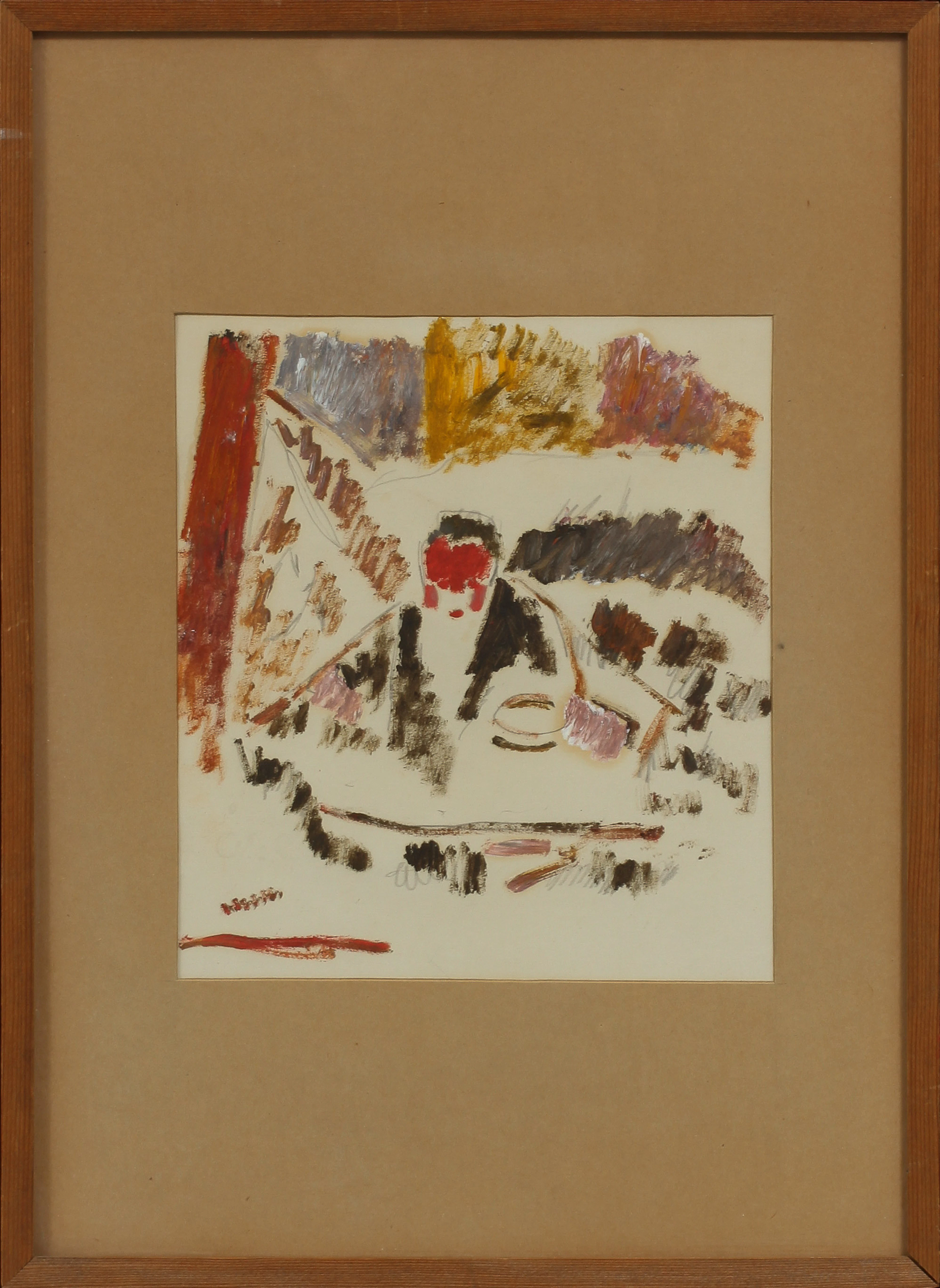 ÅKE GÖRANSSON (1902-1942). Man med rött ansikte. Olja och blyerts på papper.