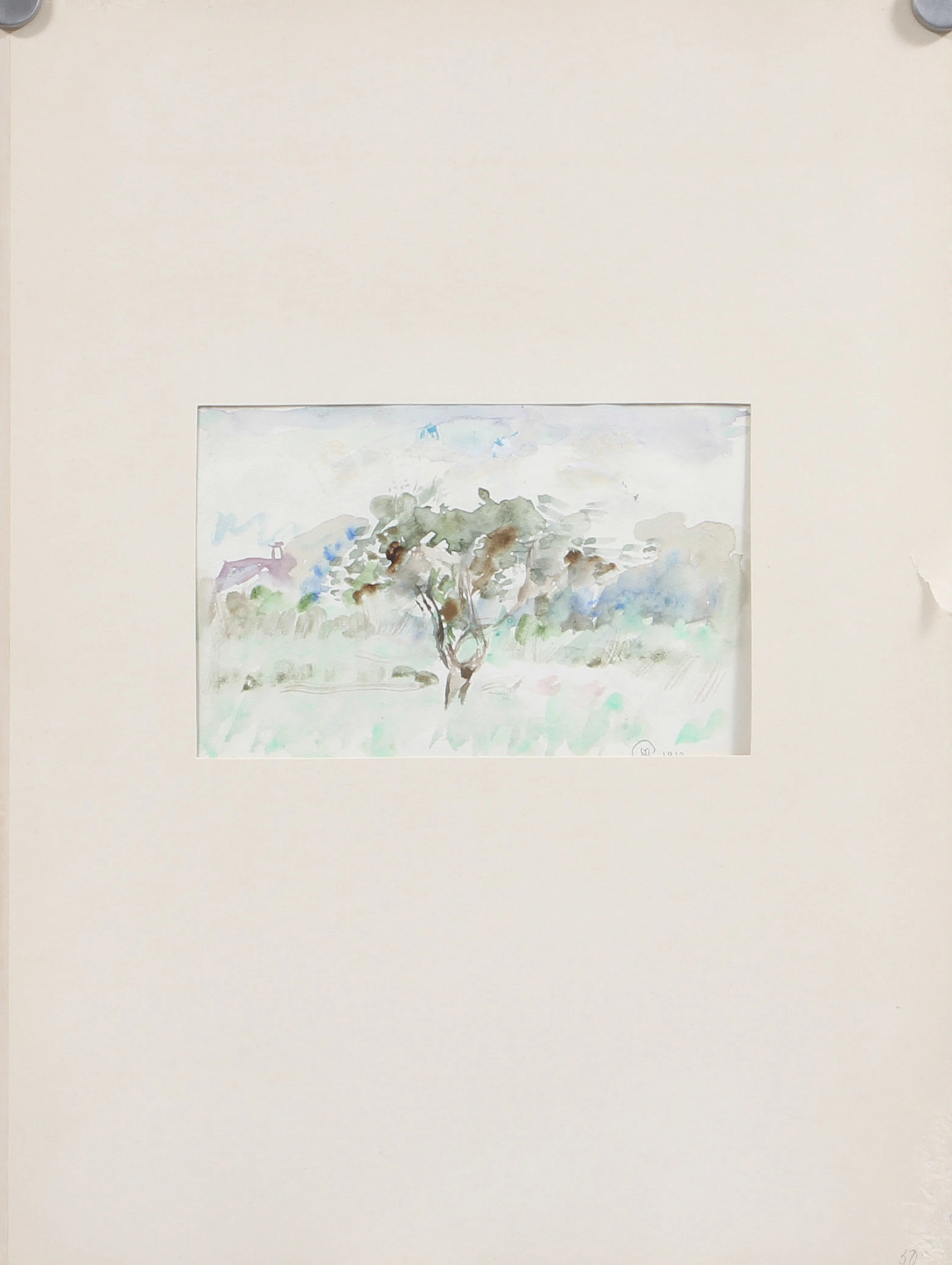 MINA CARLSON BREDBERG (1857-1943). Trädstudie och kastellet i Edinburgh. Akvareller, 2 st, monogramsignerade och en daterad 1919.