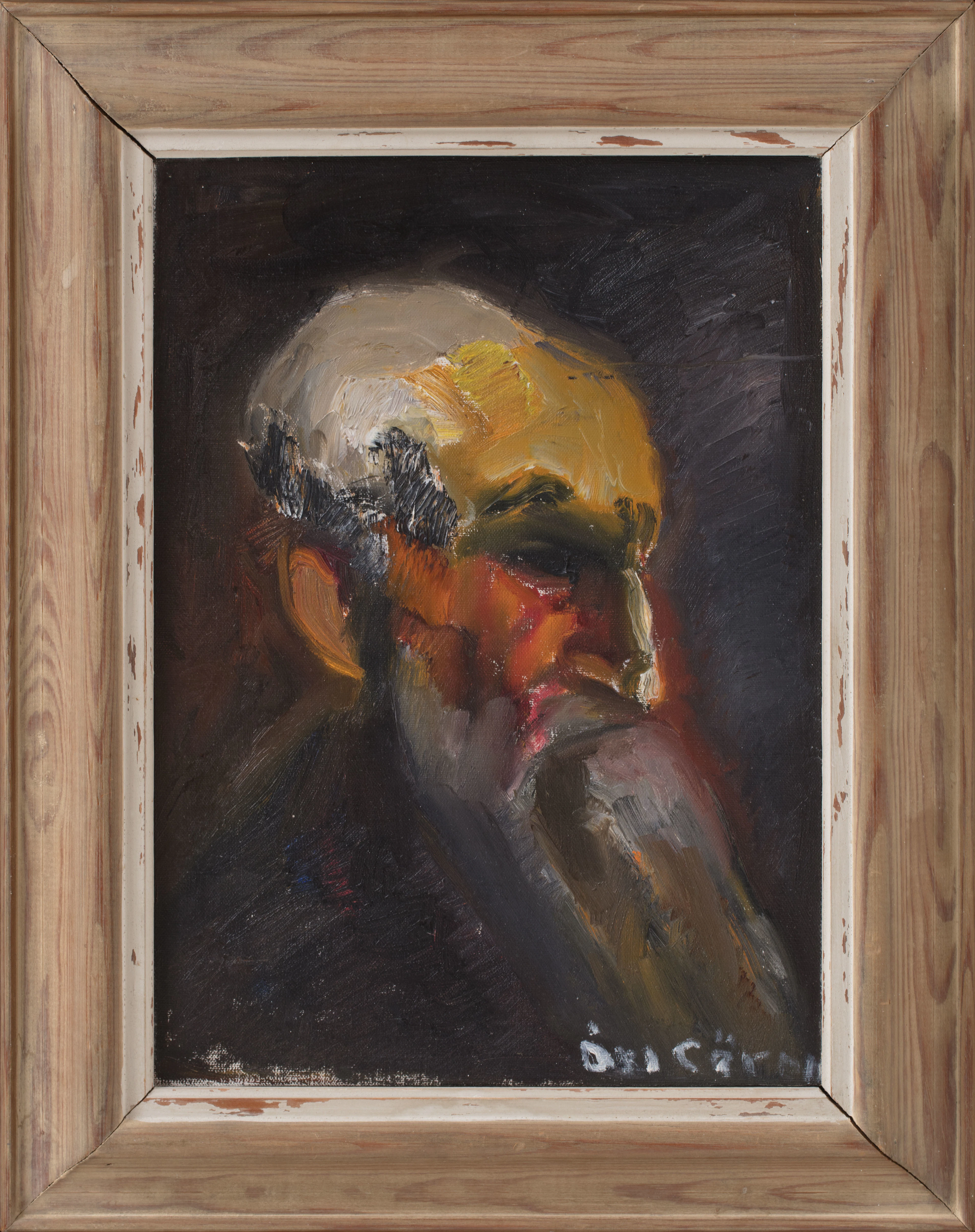 ÅKE GÖRANSSON (1902-1942). "Gubbhuvud". Olja på duk. Utförd 1941/42.