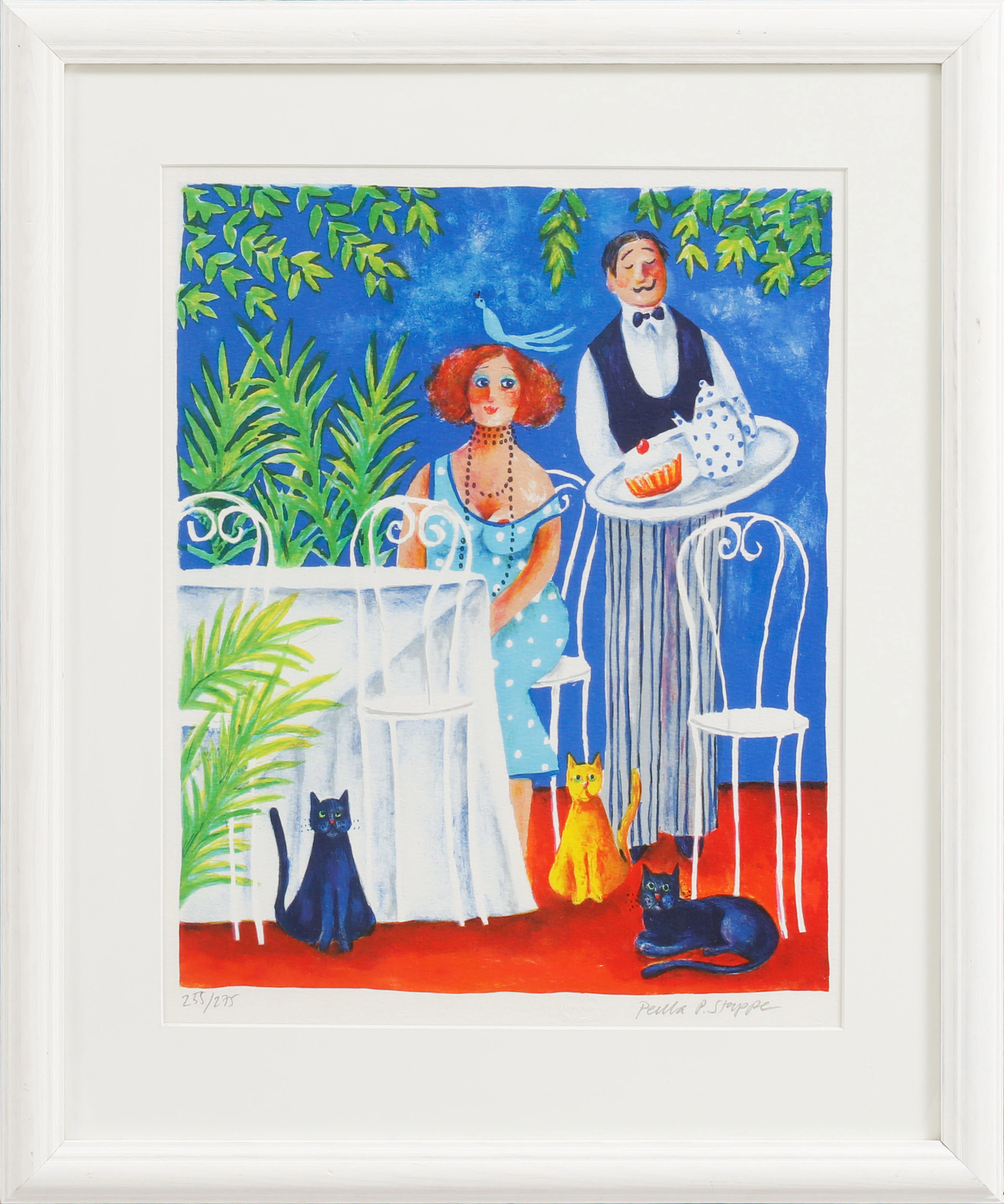 PERNILLA STAPPE. Figurscen, färglitografi, signerad och numrerad 255/275.