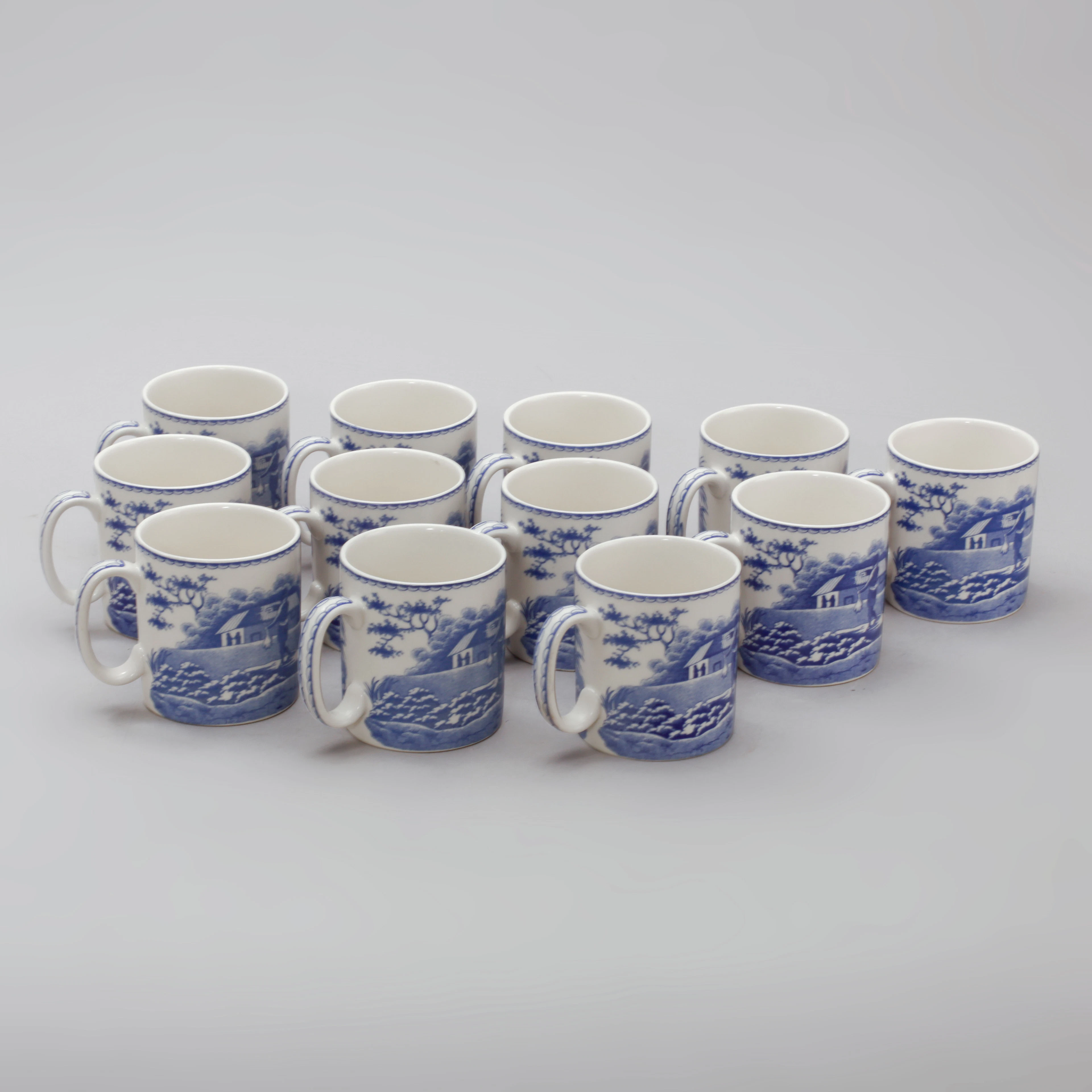 MUGGAR, 12 st, porslin, Blue room collection, "Indian sporting", Spode, England.