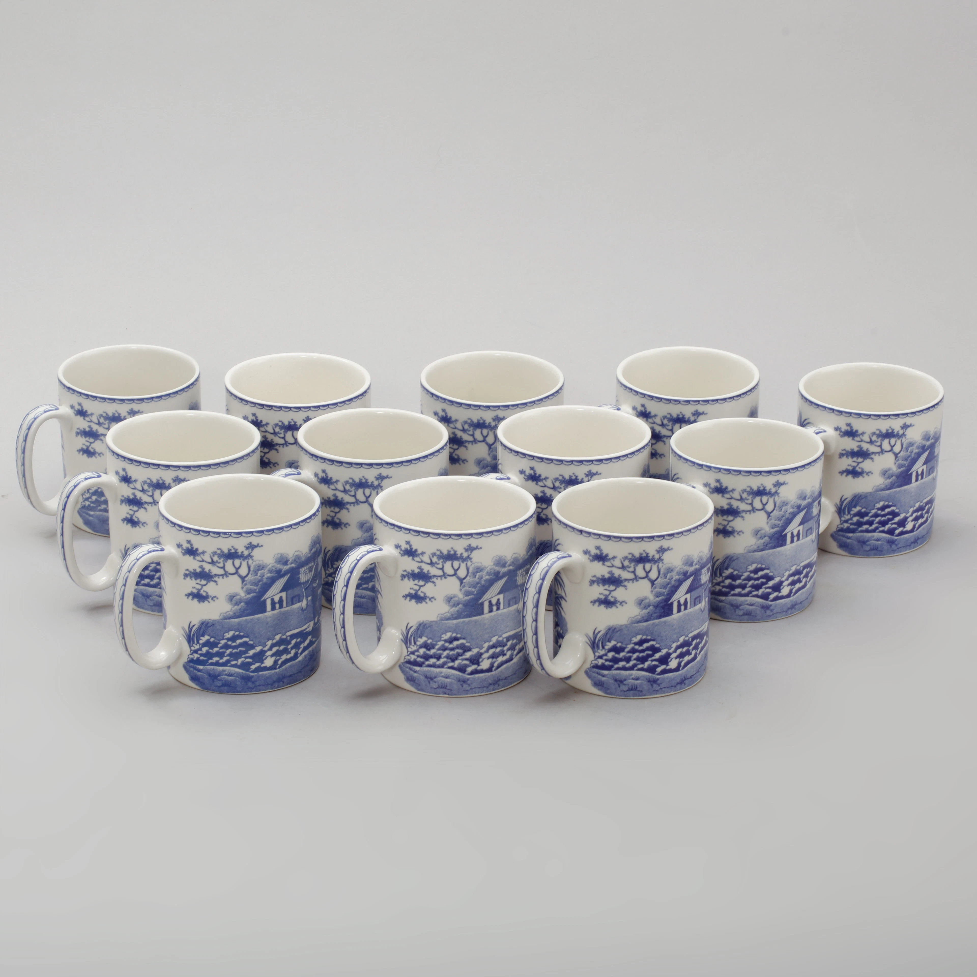 MUGGAR, 12 st, porslin, Blue room collection, "Indian sporting", Spode, England.