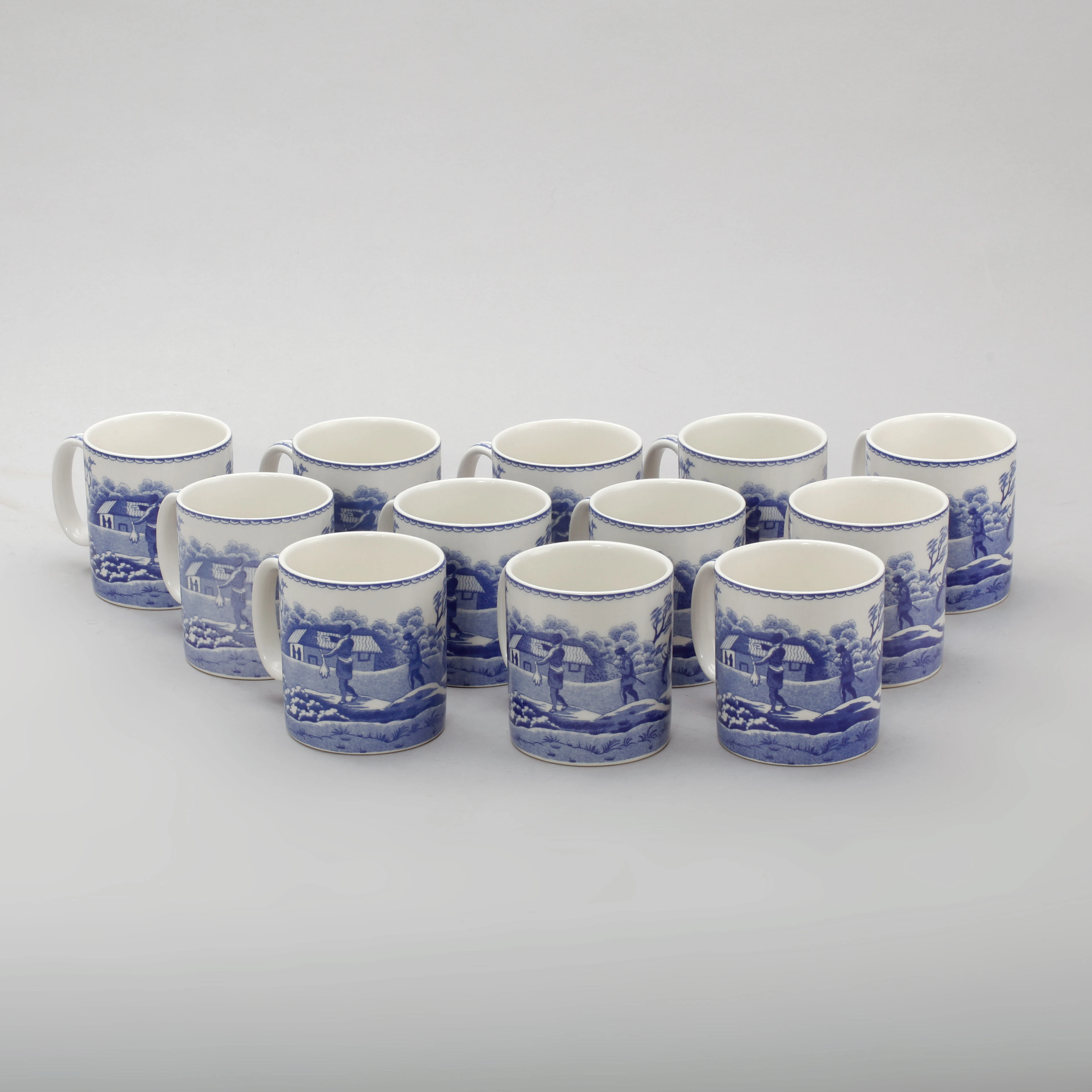 MUGGAR, 12 st, porslin, Blue room collection, "Indian sporting", Spode, England.