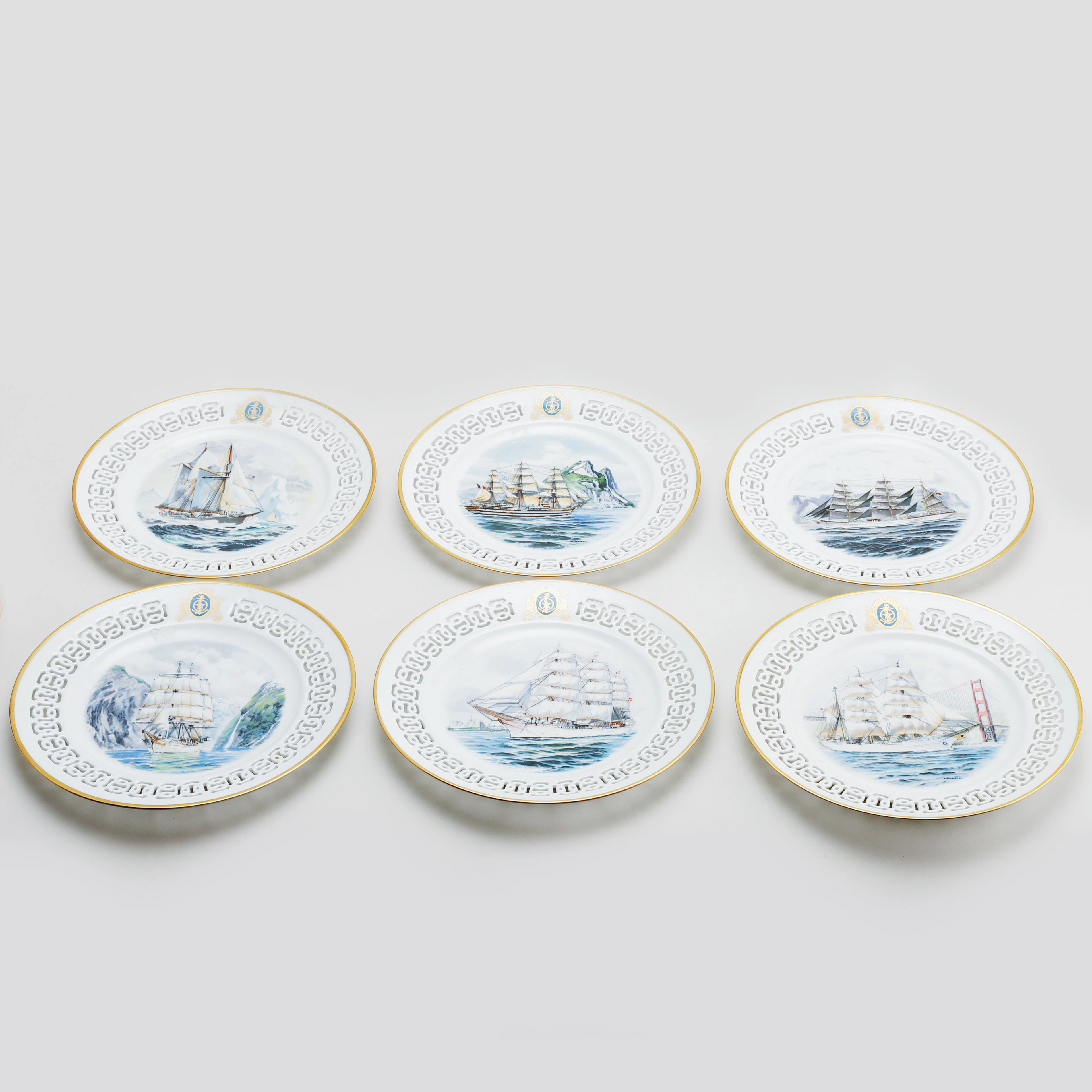 SAMLARTALLRIKAR, 6 st, porslin, "Windjammer",Bing & Gröndahl.