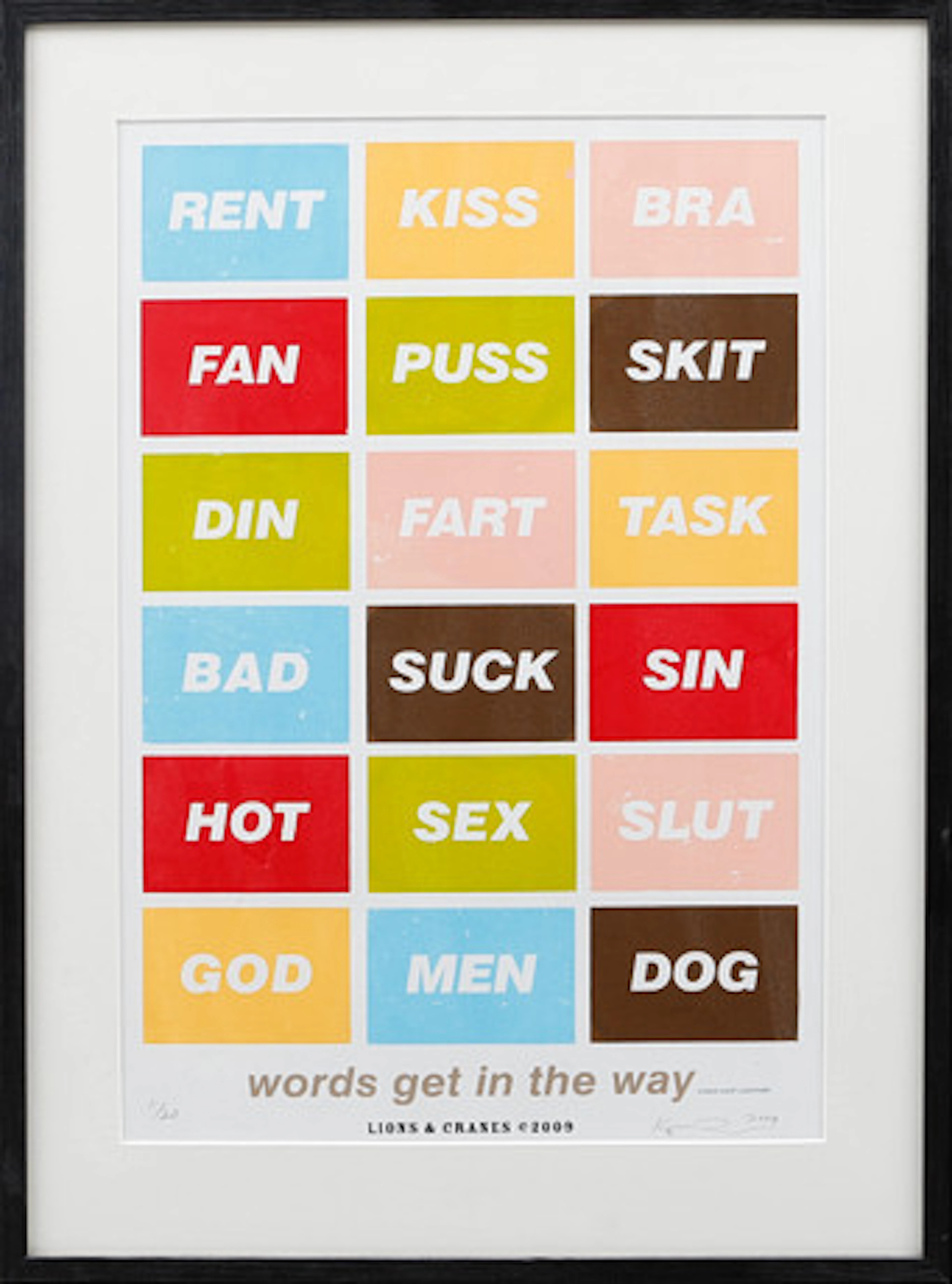 KURT LIGHTNER. Färglitografi, "Words get i…
