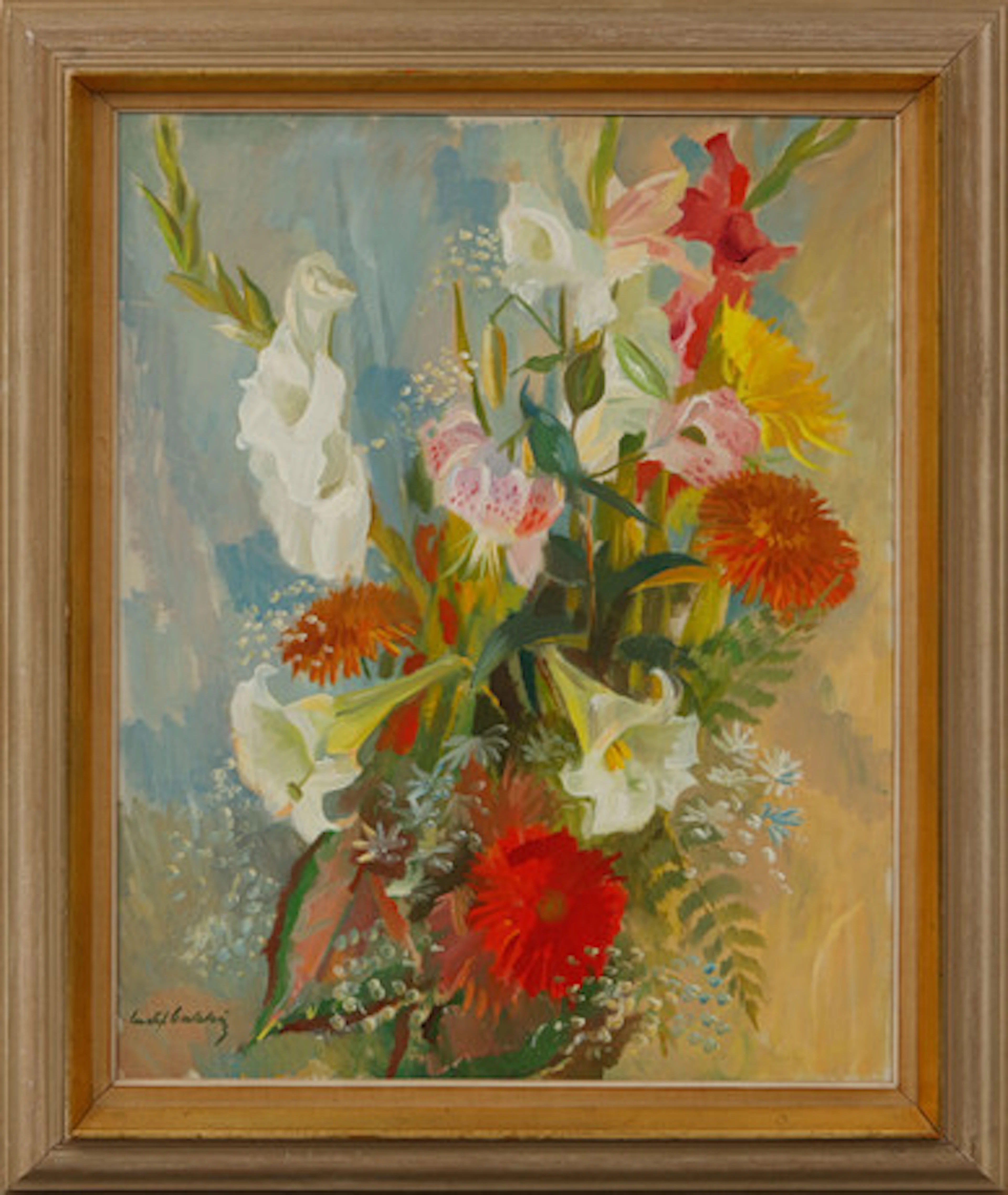 GUSTAF CARLSTRÖM. Blomsterstilleben, olja …