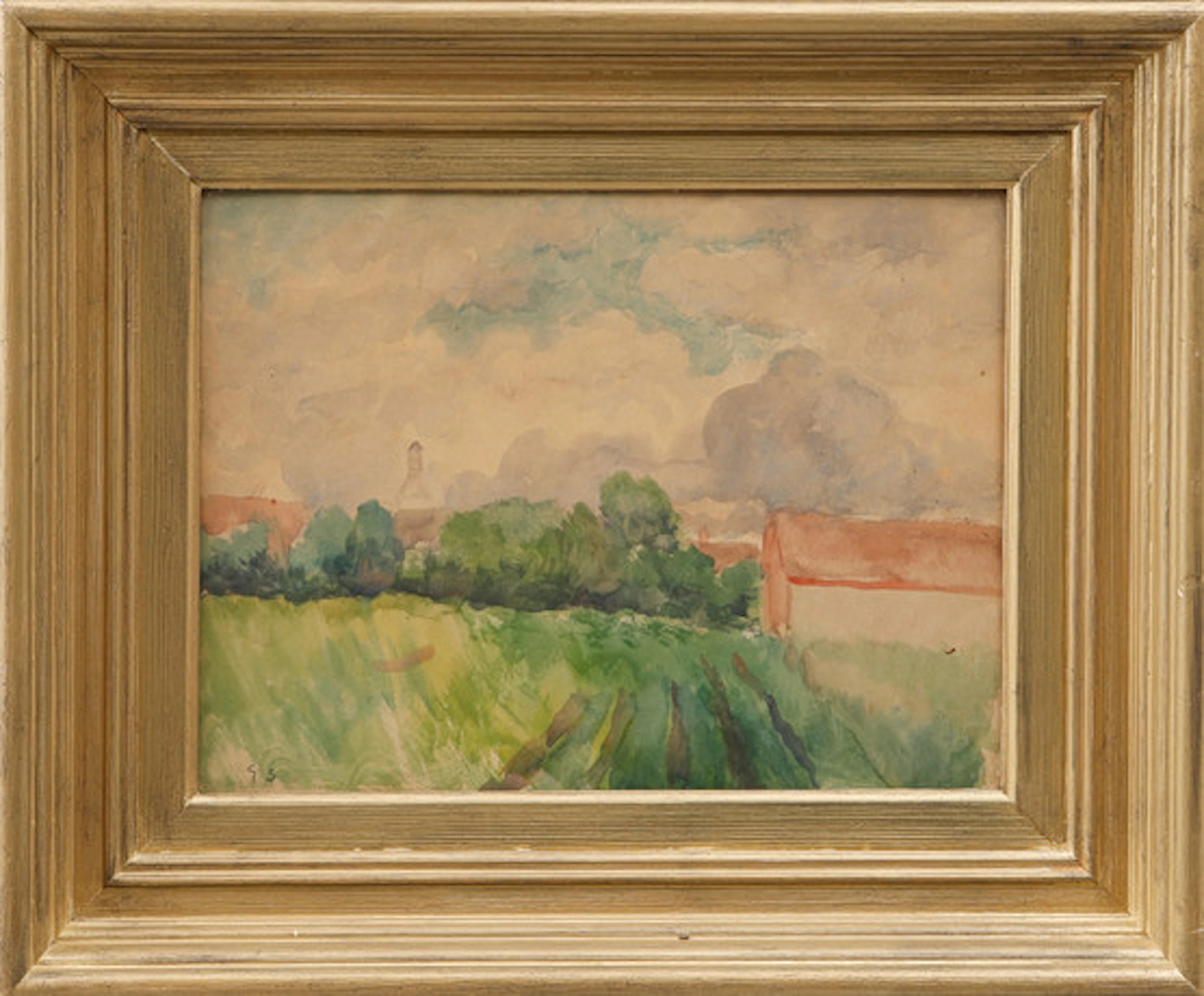 GEORG STOOPENDAAL. Landskap, akvarell, mon…