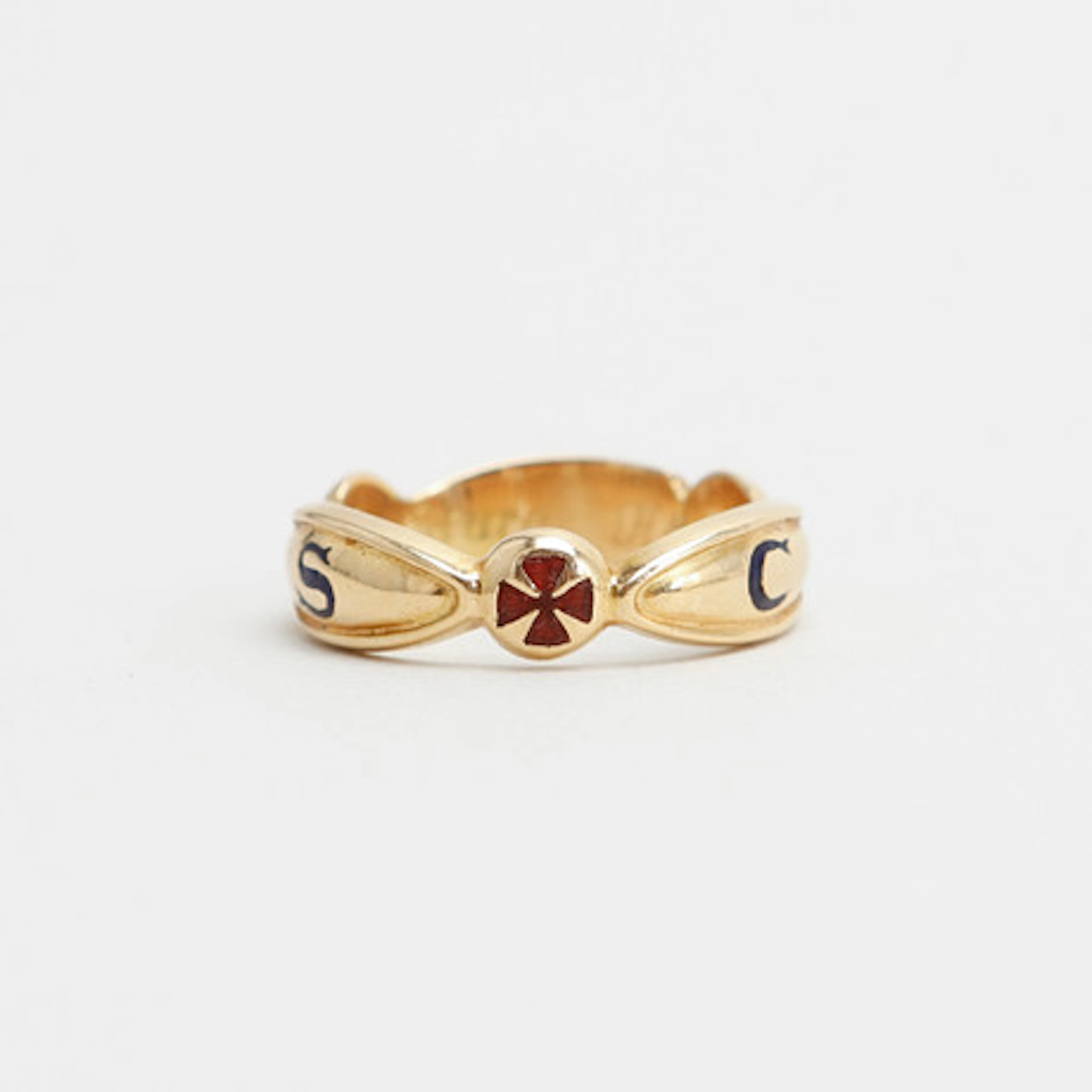 FRIMURARRING, 18k guld, emalj, vikt ca 8,5…