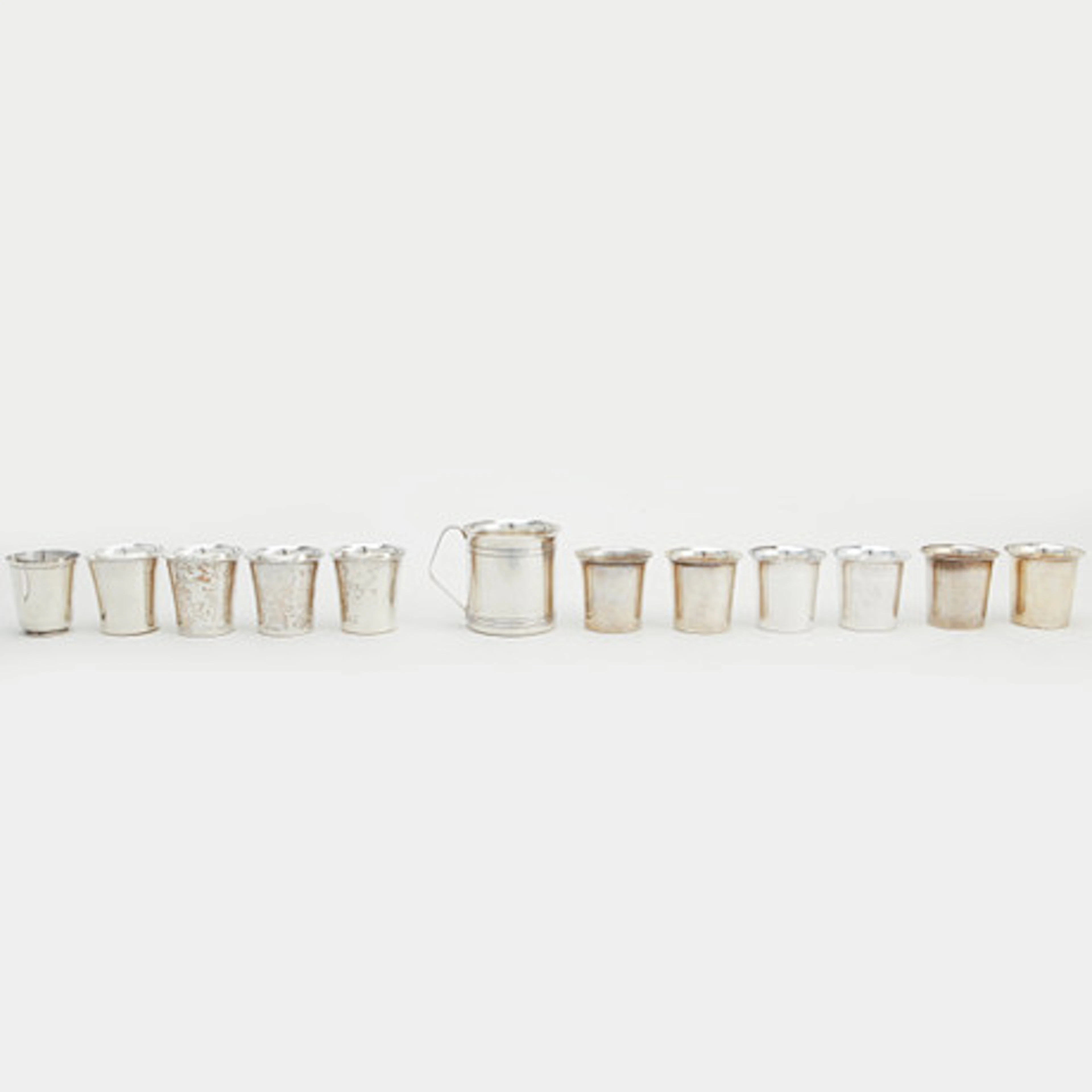 SUPKOPPAR, 11 st, samt MUGG, silver, vikt …