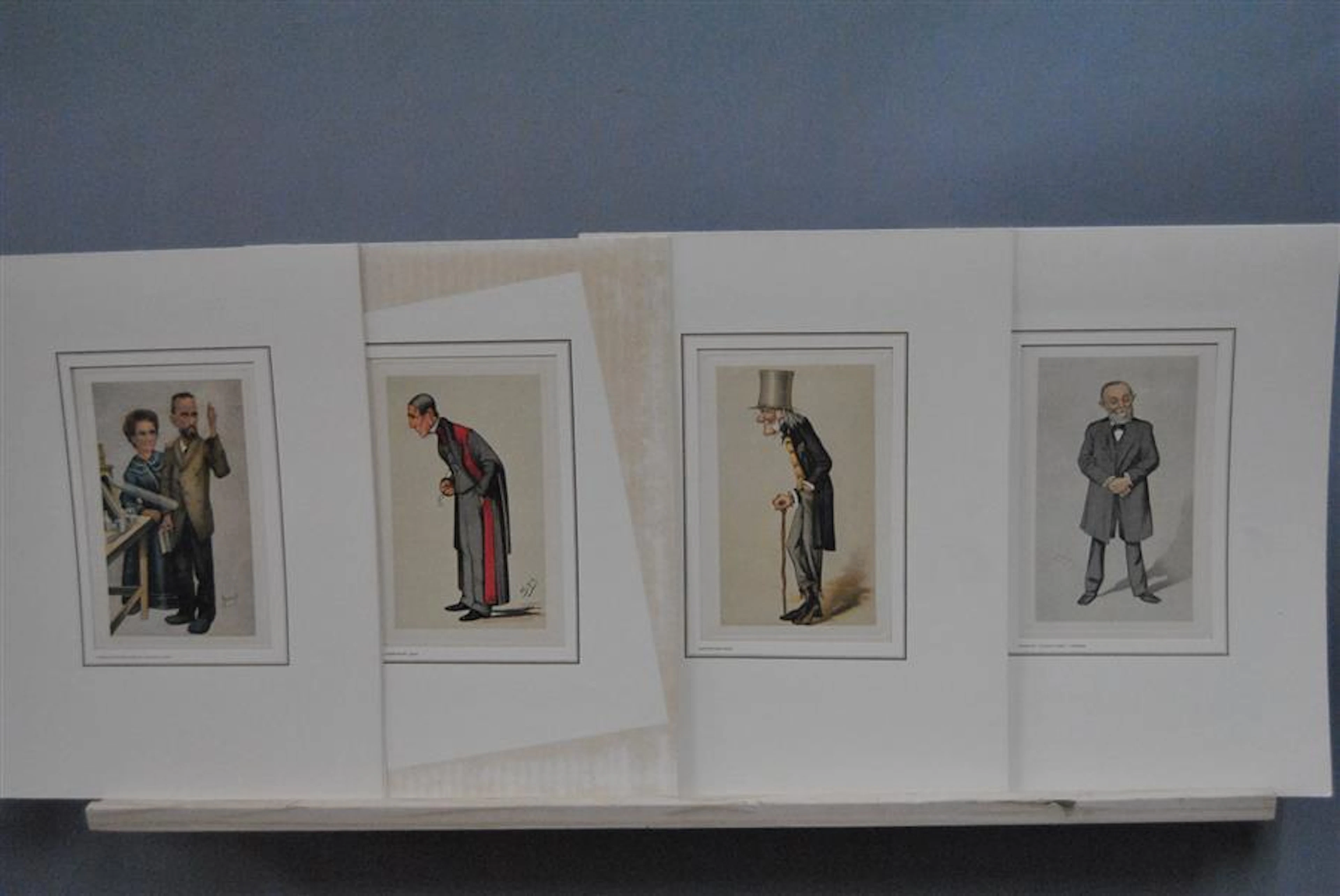 Collection of four English Spy prints, lawyer, judge, Madam Curie and Rudolf Verchow