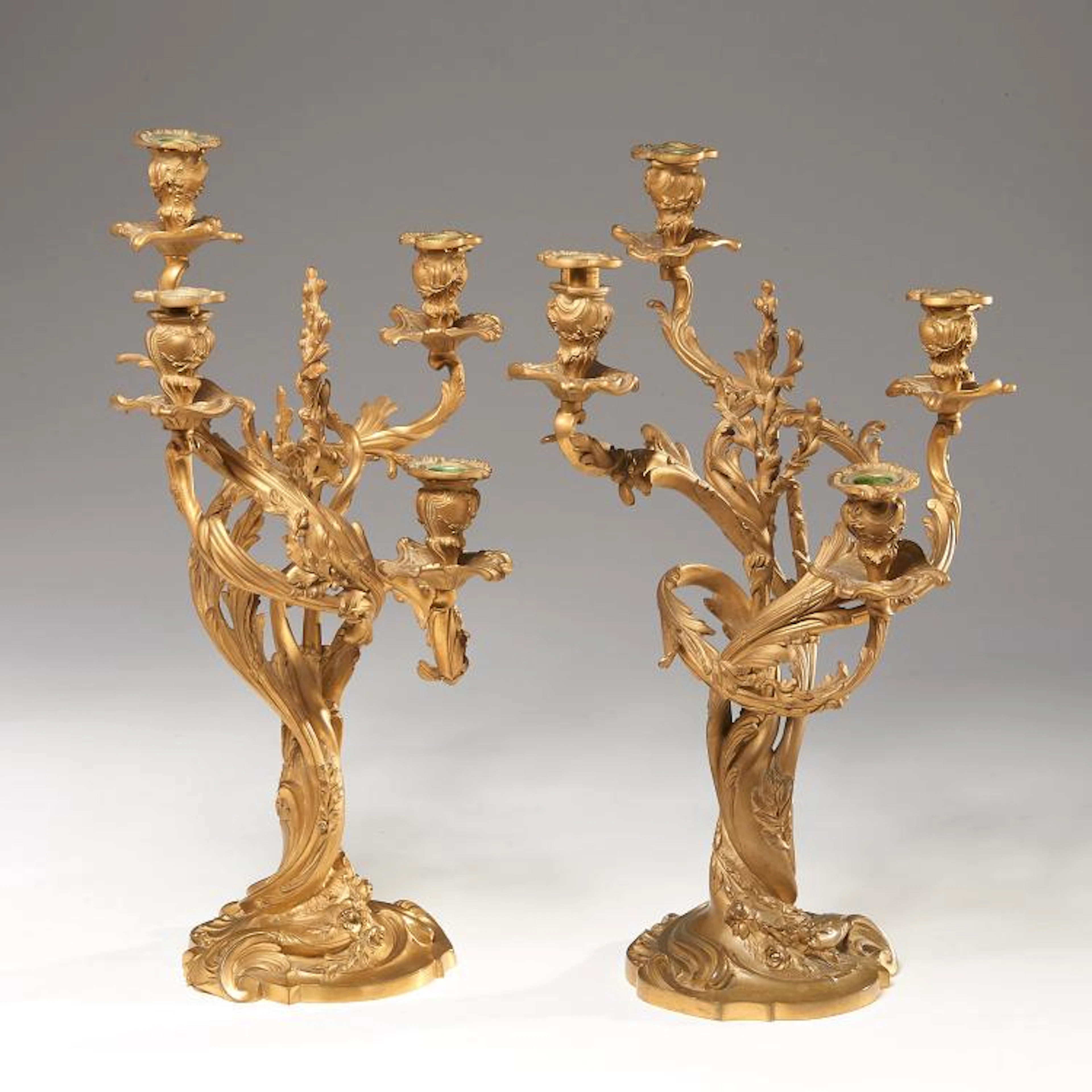 Pair A.E. Beurdeley Louis XV candelabra