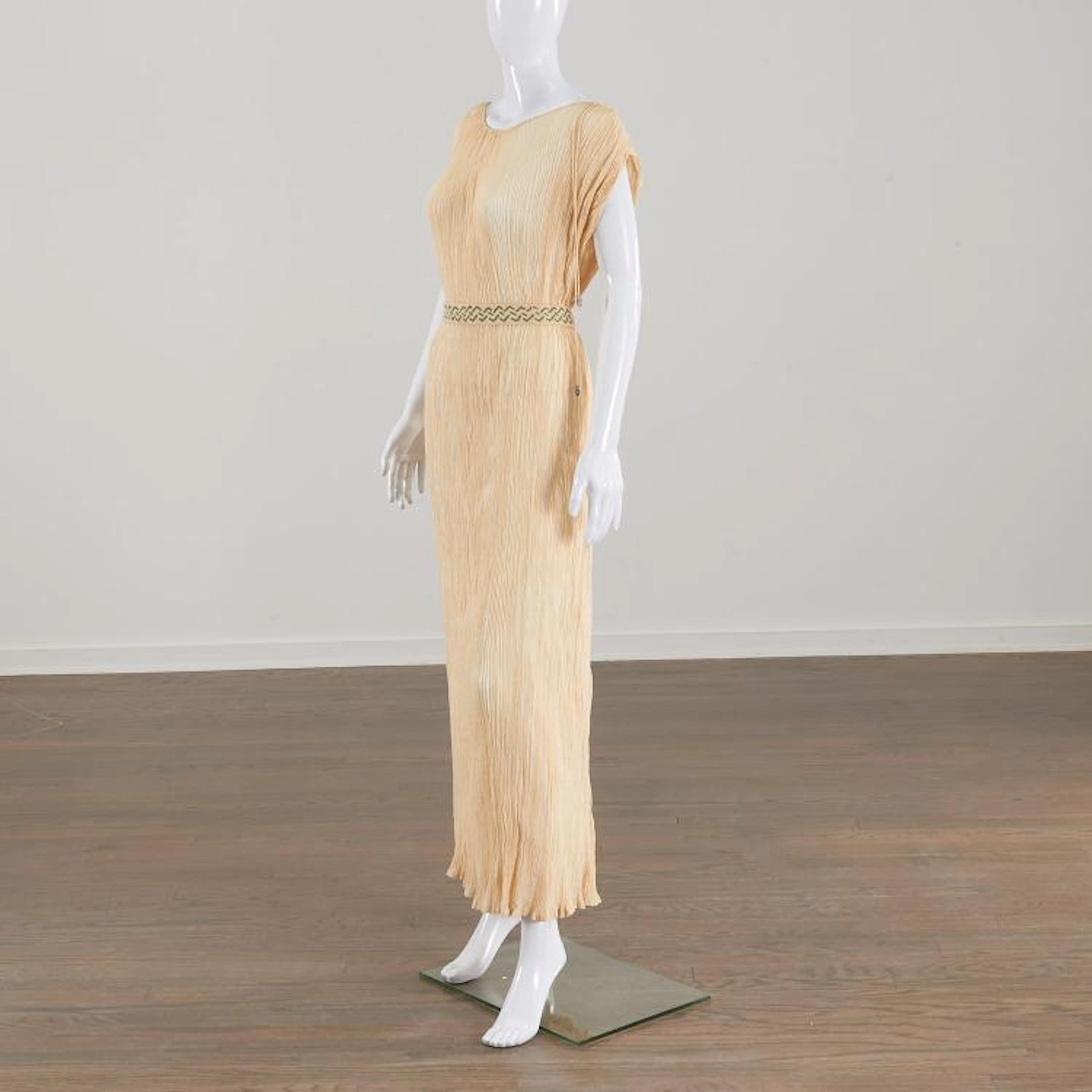 Mariano Fortuny ivory cotton Delphos gown