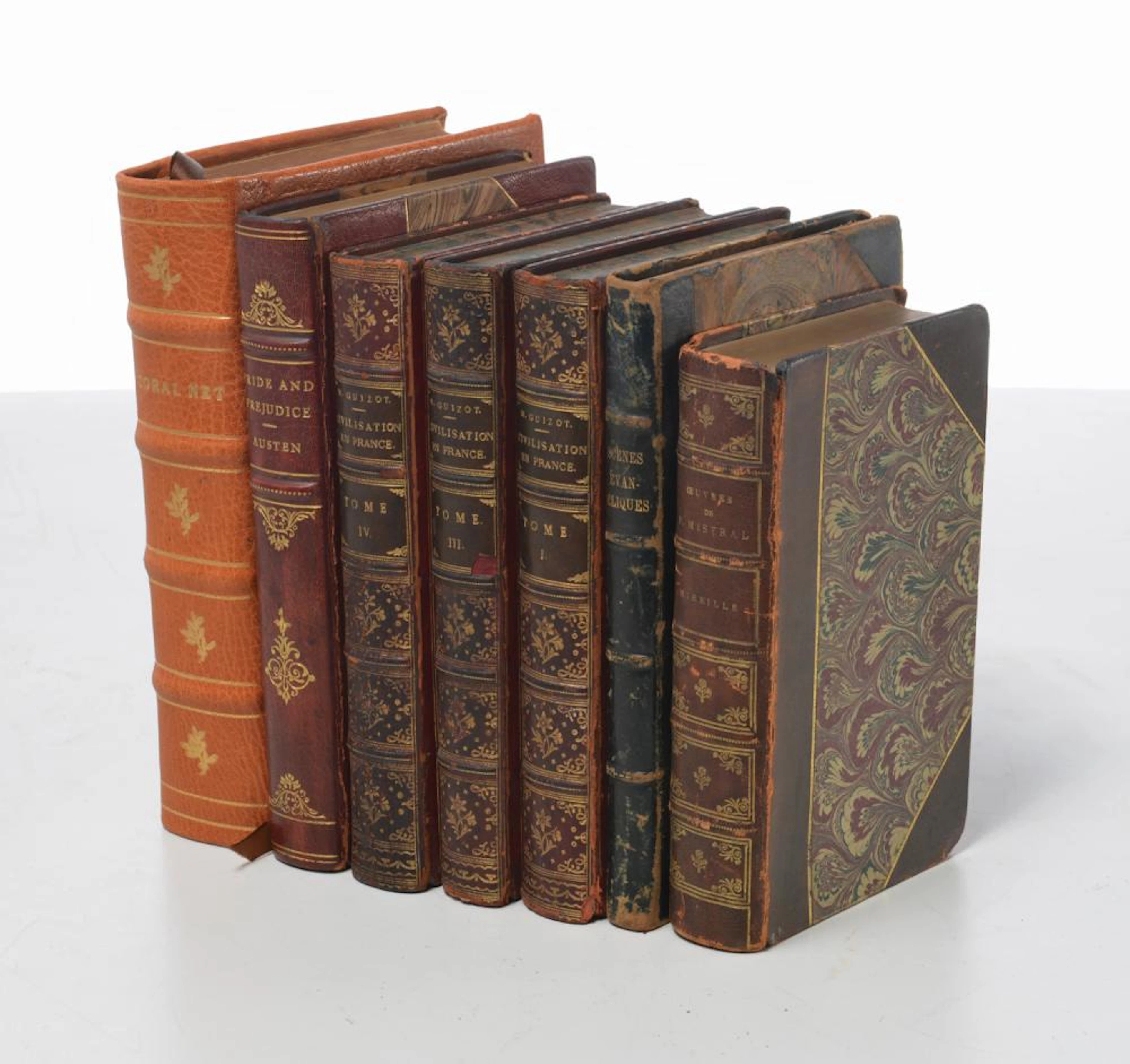 BOOKS: (7) Vols vintage fine leather binding