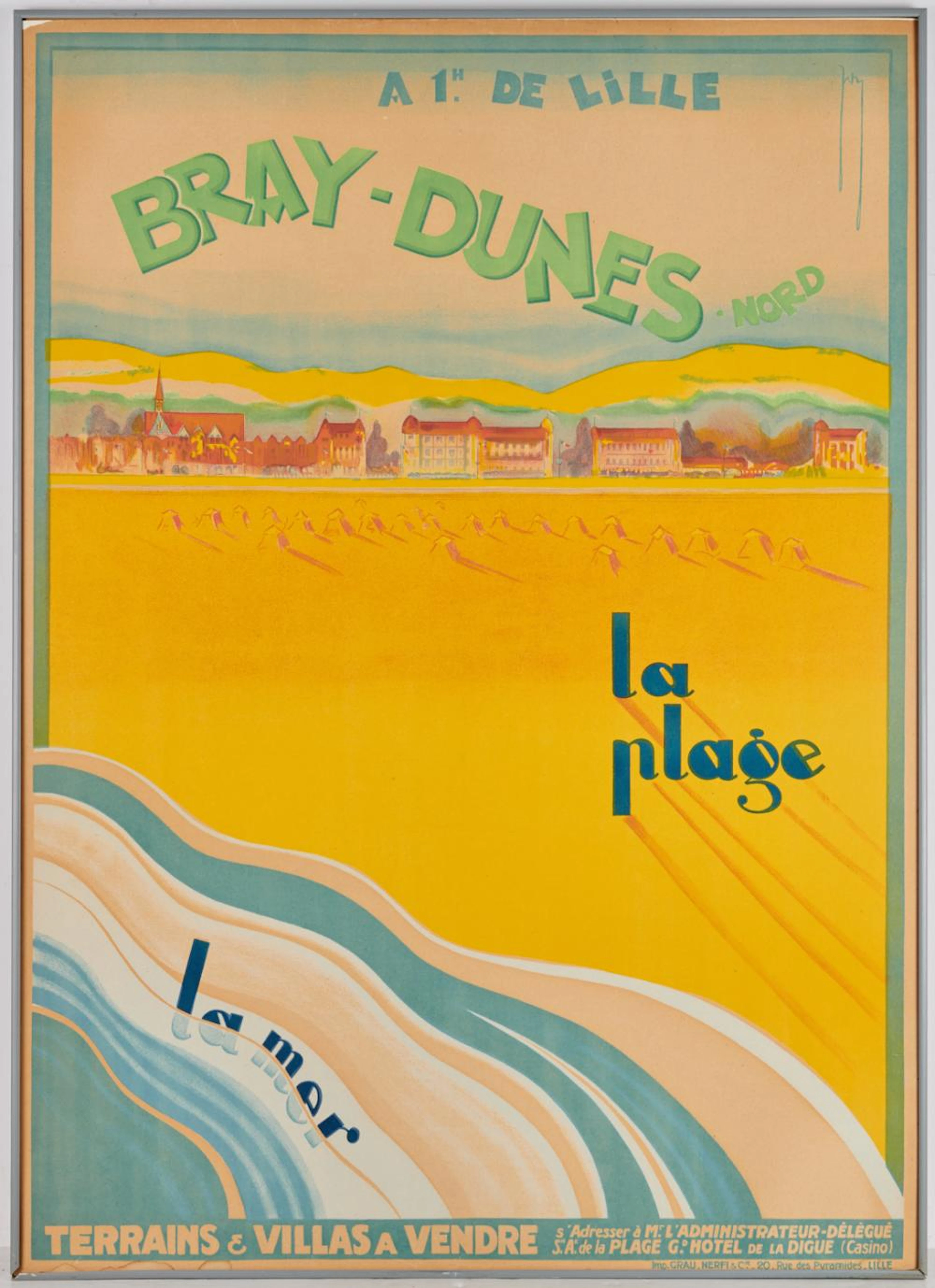 Vintage Grau Bray-Dunes French travel poster