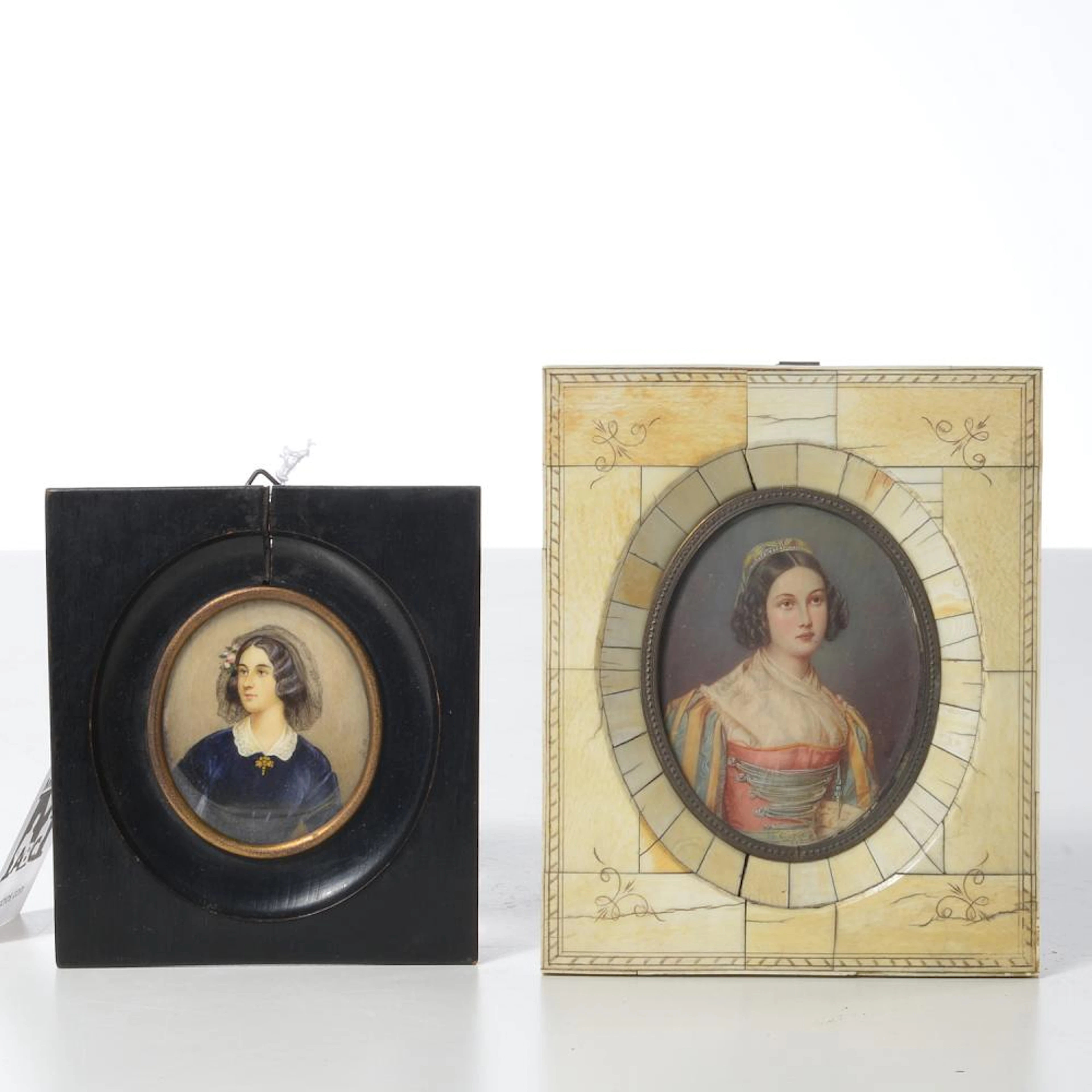(2) signed portrait miniatures
