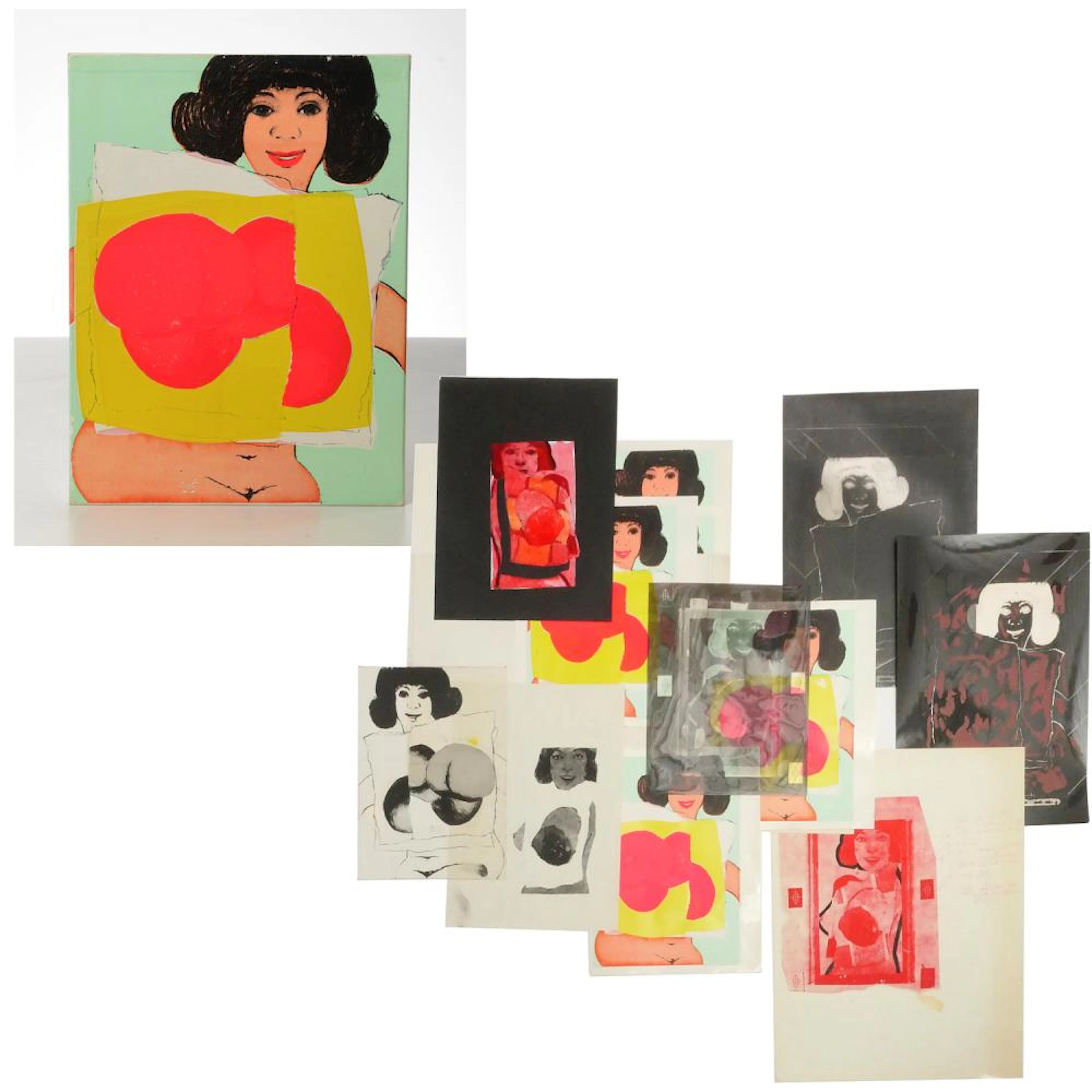 Alfred Leslie, silkscreen statue, drawing & proofs