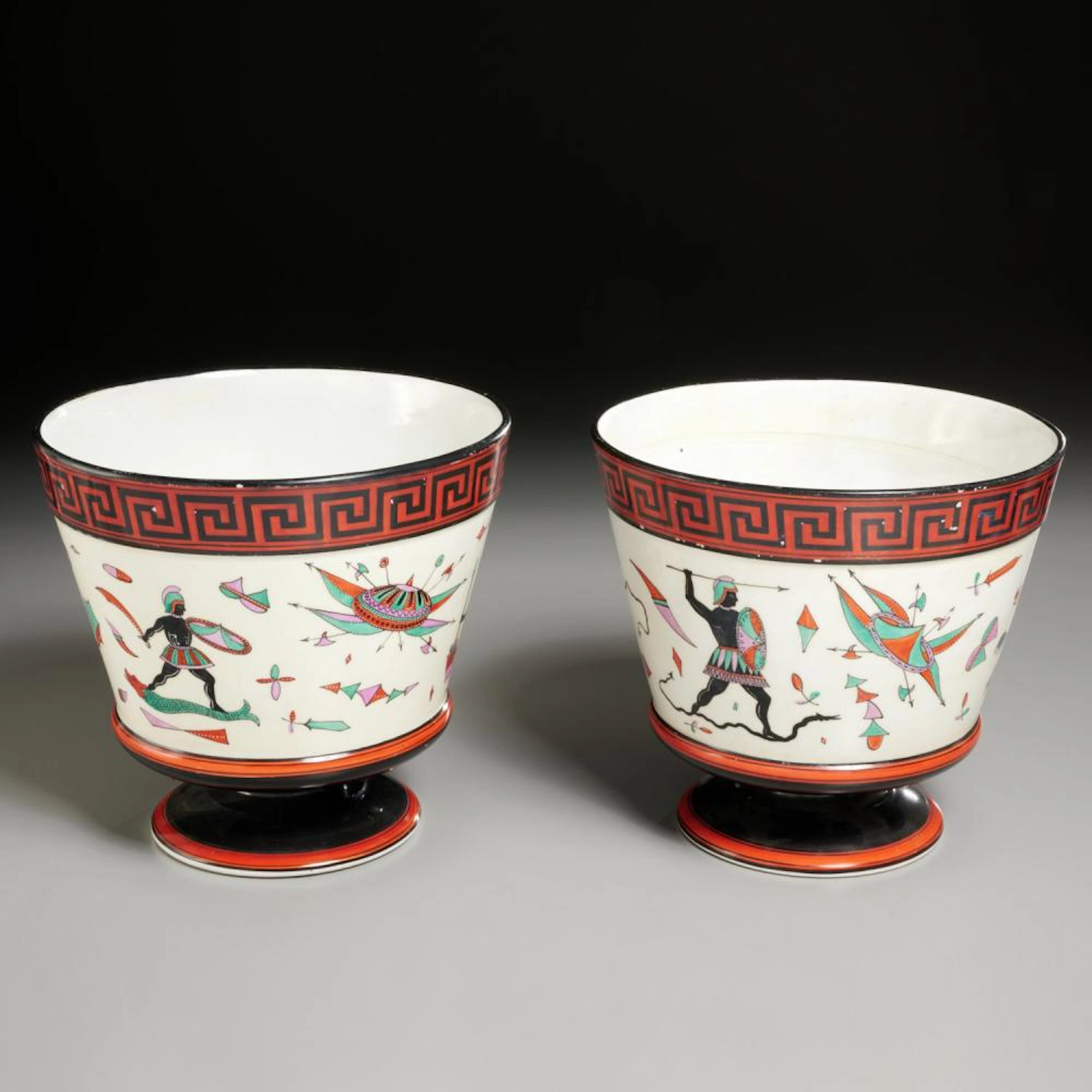 Fischer & Mieg, pair Etruscan Revival cachepots