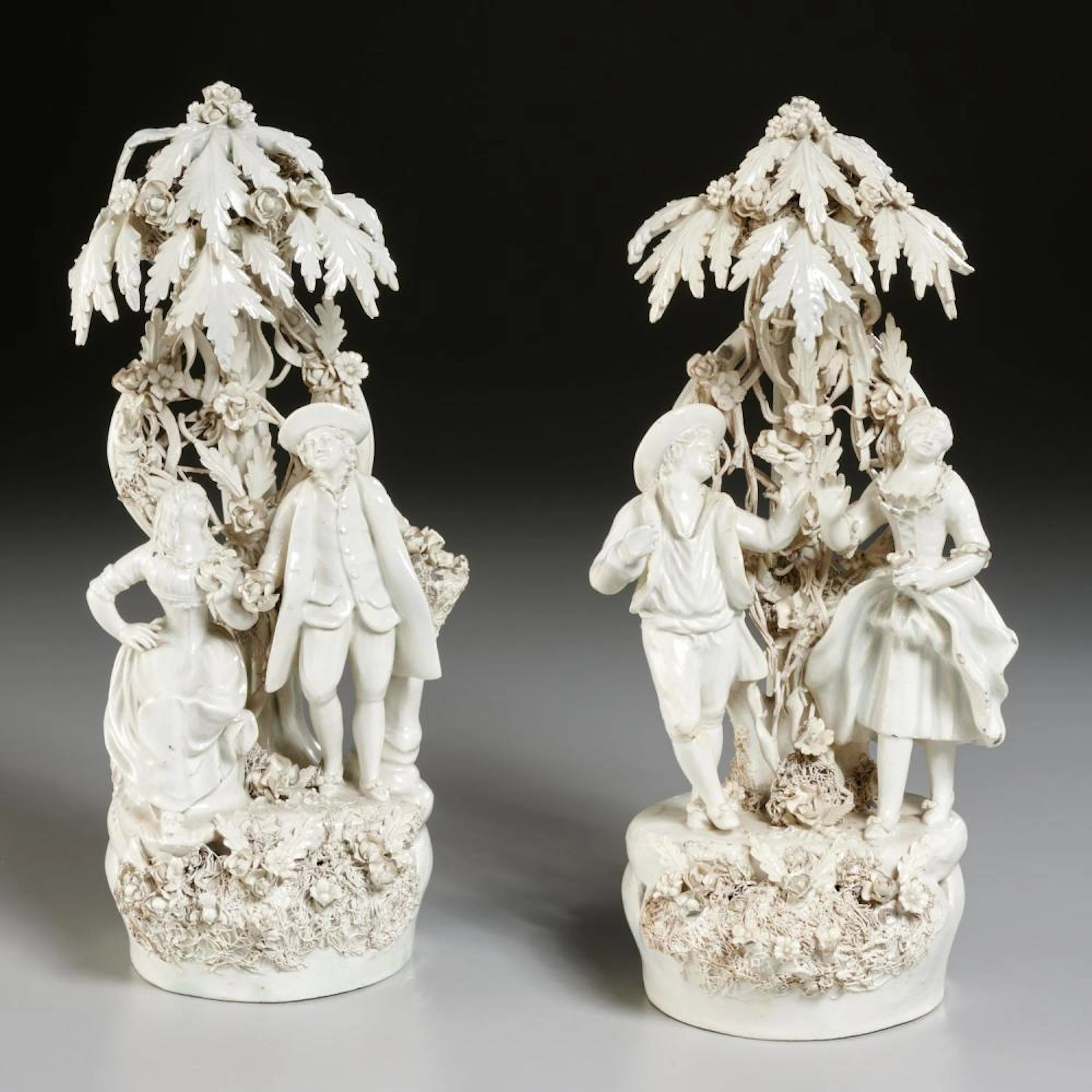 Capodimonte, (2) 19th c. blanc de chine groups