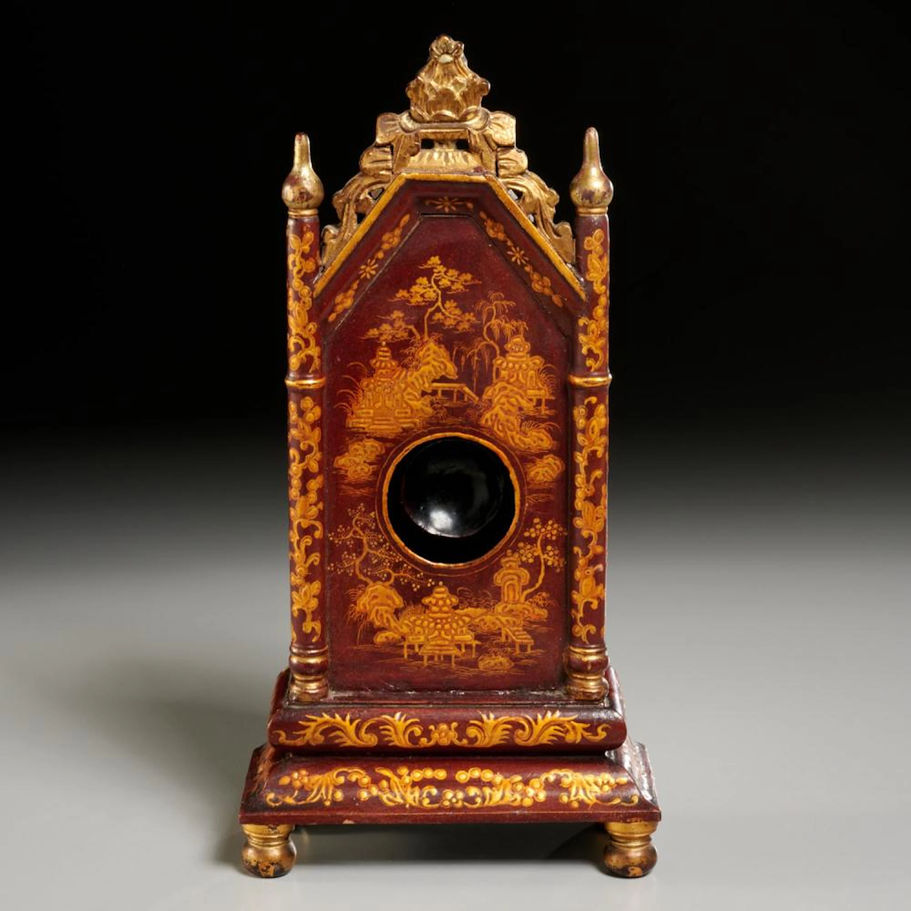 Continental red Japanned watch hutch
