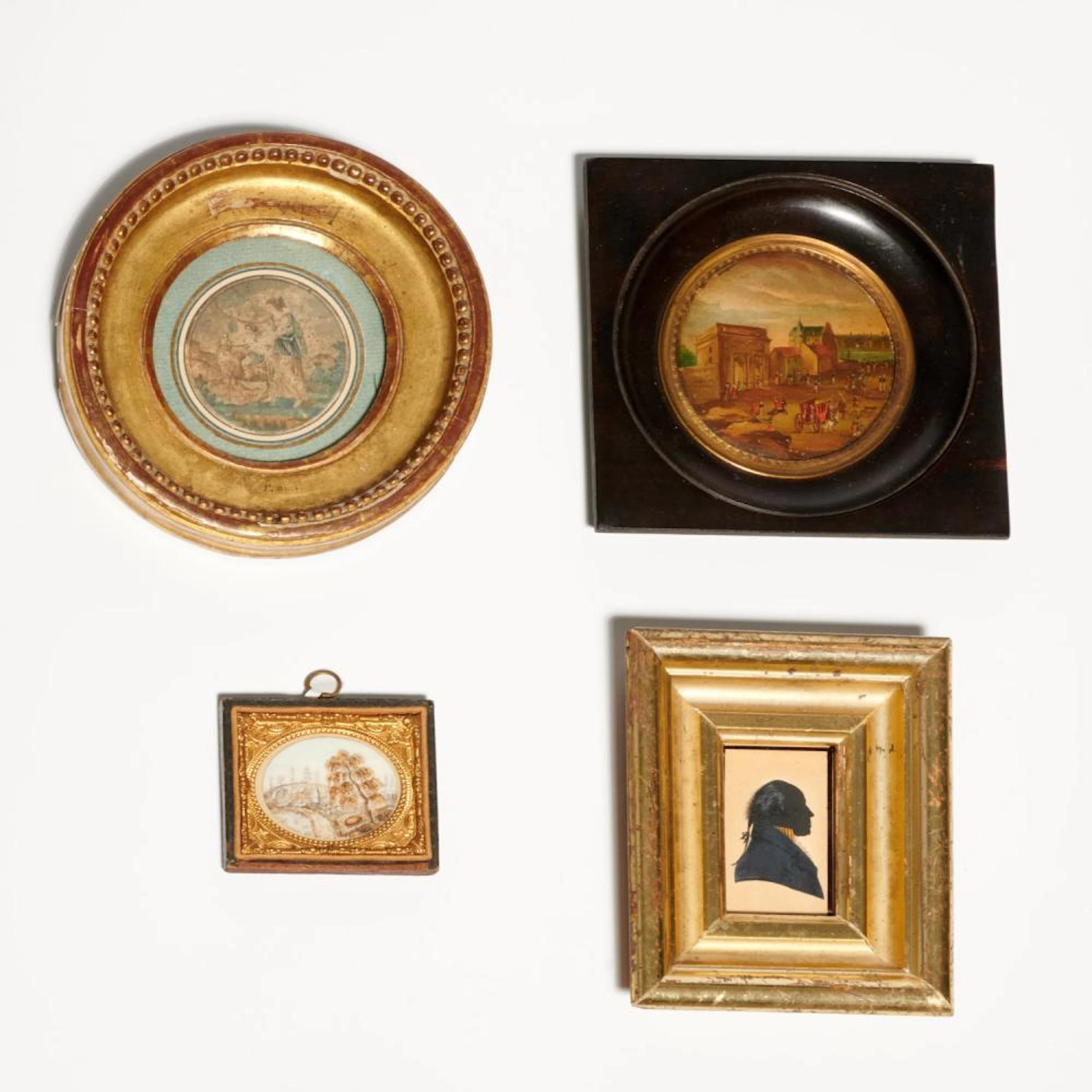 (4) antique miniature artworks