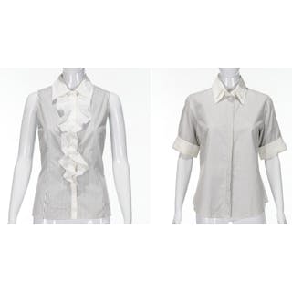(2) Anne Fontaine Paris stripe blouses