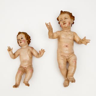 (2) Continental polychromed Christ Child figures