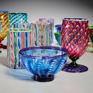 Group Robert Dane studio glass tableware