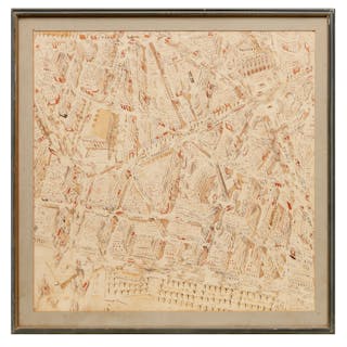 Joseph Pinchon (manner), hand-painted Paris map