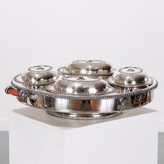 Large silver plate revolving server