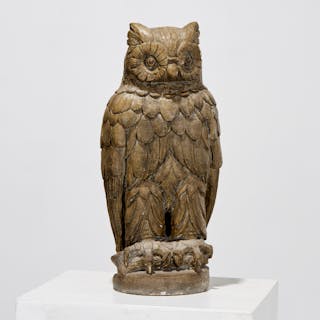 Large cast stone model of an owl