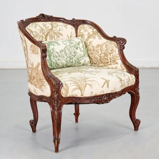 Louis XV style carved walnut petit bergere