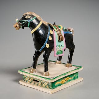 Chinese biscuit glazed figure of a horse