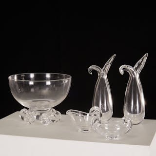 Group (5) Steuben glass tablewares