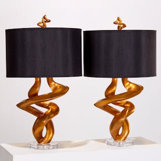Pair Contemporary designer sculptural table lamps