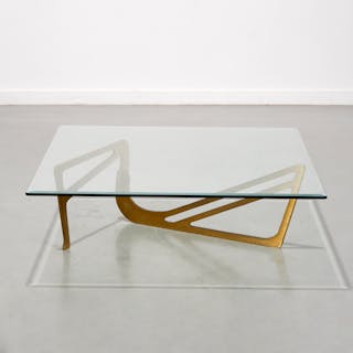 Noguchi style solid brass coffee table