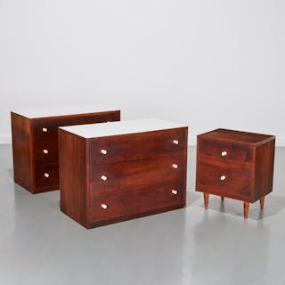 Pair George Nelson style chests and nightstand