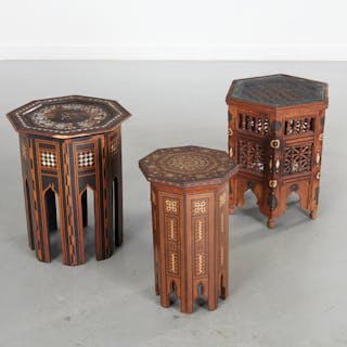(3) Moroccan inlaid occasional tables