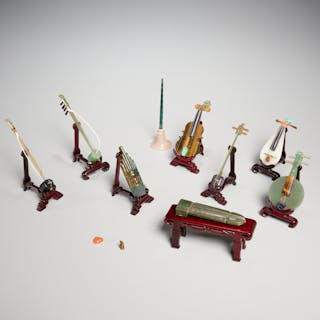 Chinese hardstone musical instrument miniatures